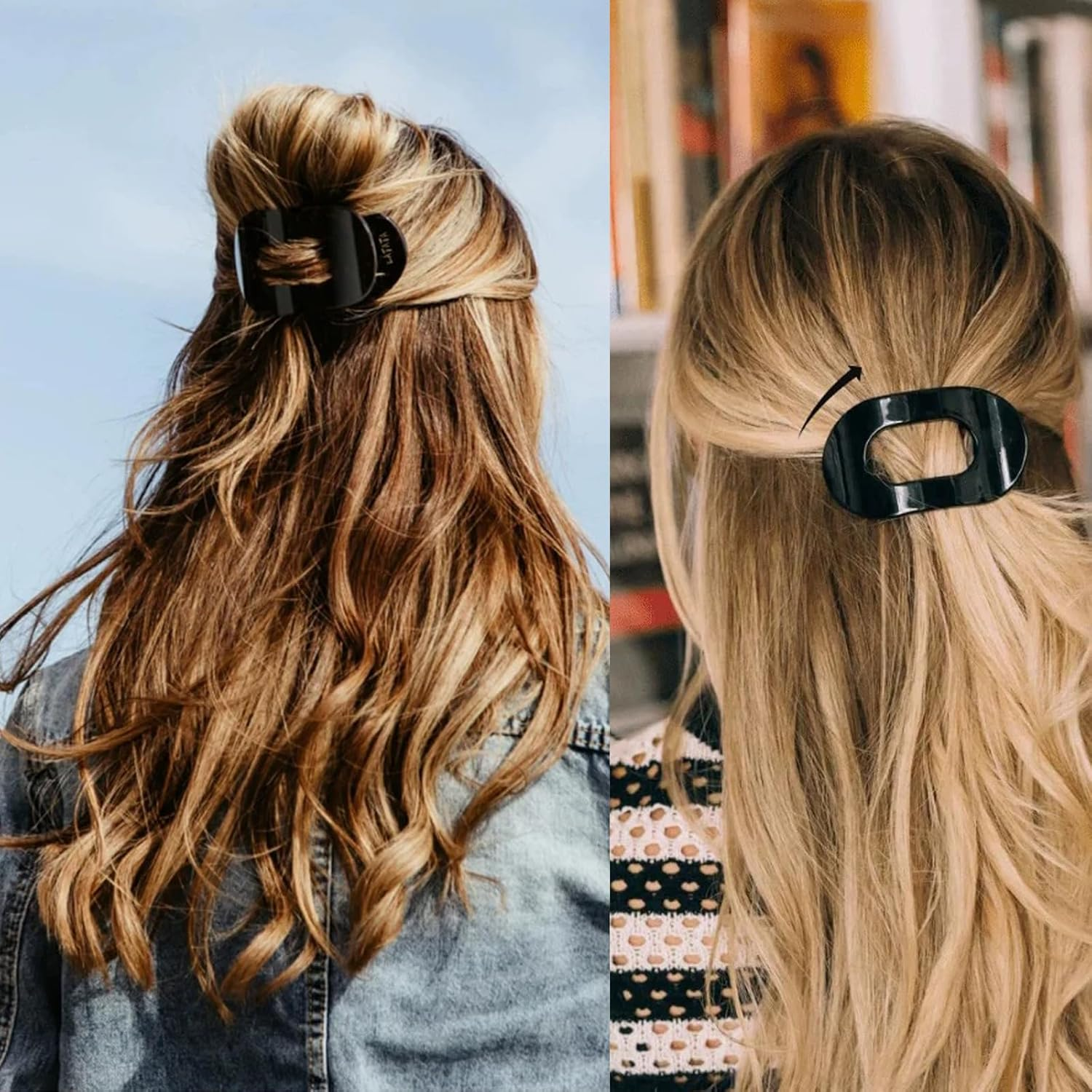 LIANRISES 6Pcs Flat Claw Clip Hair Clips for Women Fine Thin Thick Hair, Curved Design for Lying Driving, Matte