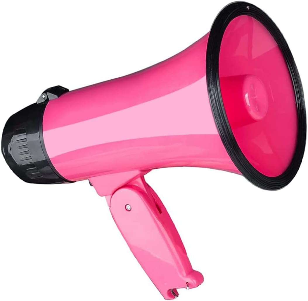25 Watt Compact Megaphone Speaker PA Bullhorn - with Built-In Siren, Voice Recorder, Bottle Opener,Pink image number 3