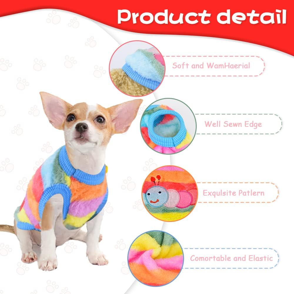 2 Pieces Small Dog Sweaters Chihuahua Fleece Clothes XXS~S Winter Warm Puppy Sweaters Boys Girls Tiny Dog Outfits for Teacup Yorkie Puppies Extra Small Breed Costume (Xx-Small) image number 4