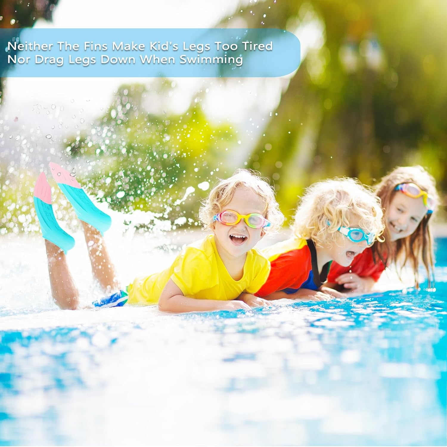 Nagiee Swim Fins, Kids Swim Flippers for Lap Swimming, Comfortable Silicone Flippers with Mesh Bag, Travel Size Swimming Flippers for Women Youth Adults