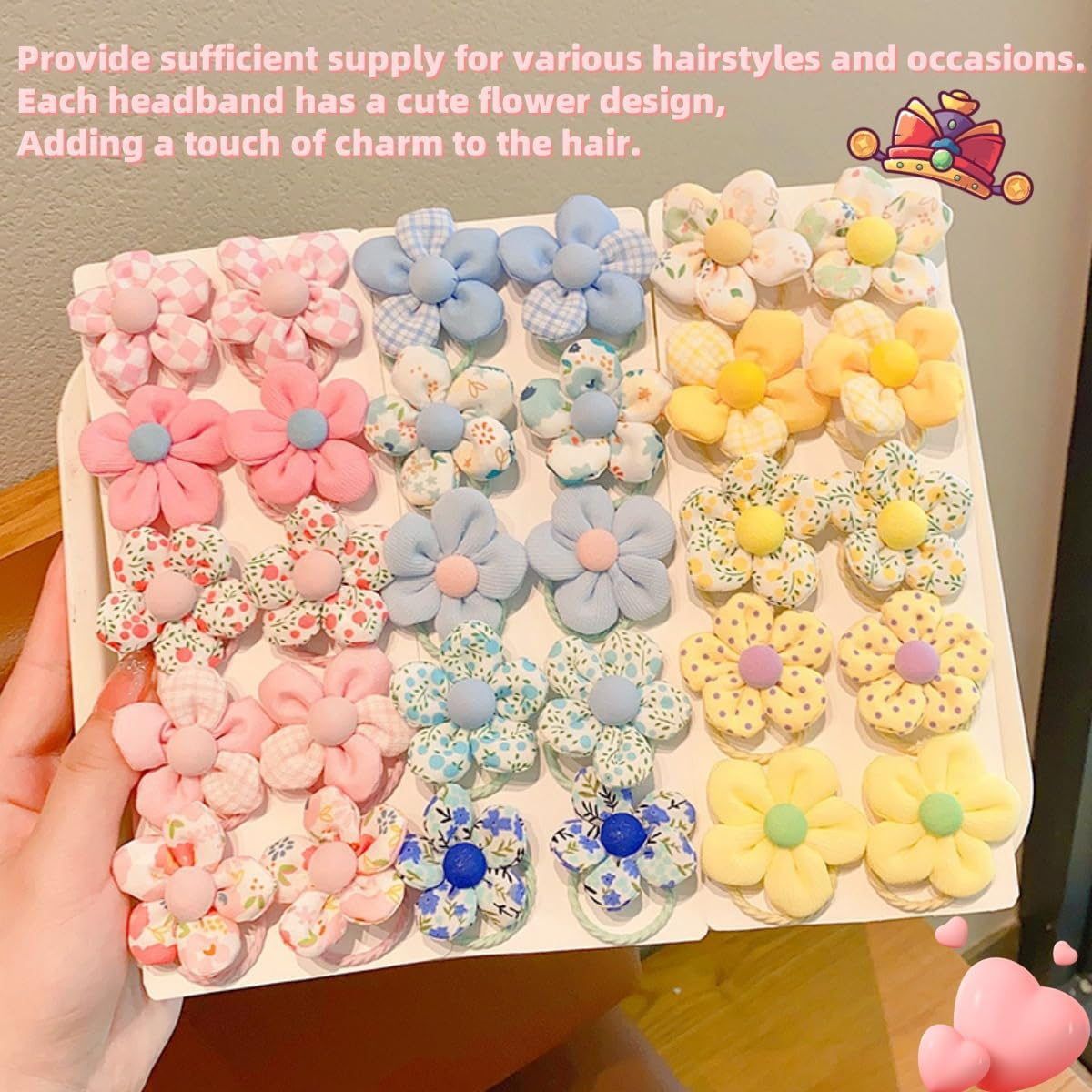 40 Pcs Girl Hair Ties,Flower Elastic Hair Ties,No Damage Flower Scrunchie Toddler,Cute Ties,Rubber Elastic Bands Ponytail Holders Pigtails image number 4