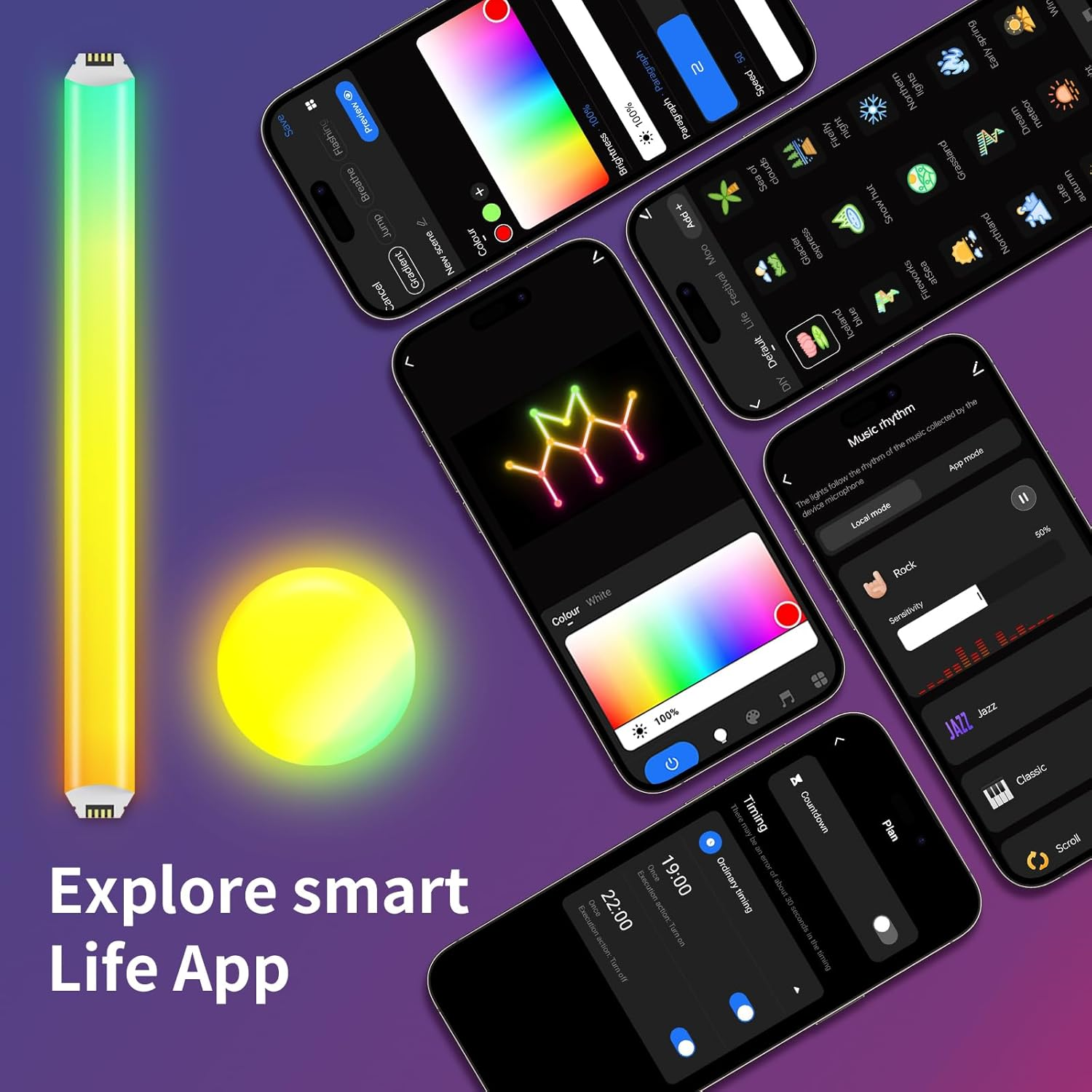 Smart Wifi RGB LED Wall Light Lines, Music Sync DIY Geometry Splicing Gaming Lights, 16M+ Color Changing Home Decor Lights Work with Alexa and Google Assistant for Game Room, Bedroom - 9 Bars image number 5