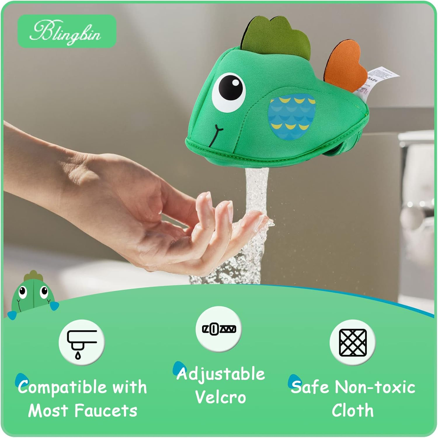 Bath Spout Cover for Bathtub, Baby Shower Protector Cover from Bumping Head during Bathing Time, Cute Soft Cartoon Fish Water Faucet Mouth Protecting Cover for Enjoyable Safe Baths Bathroom image number 3