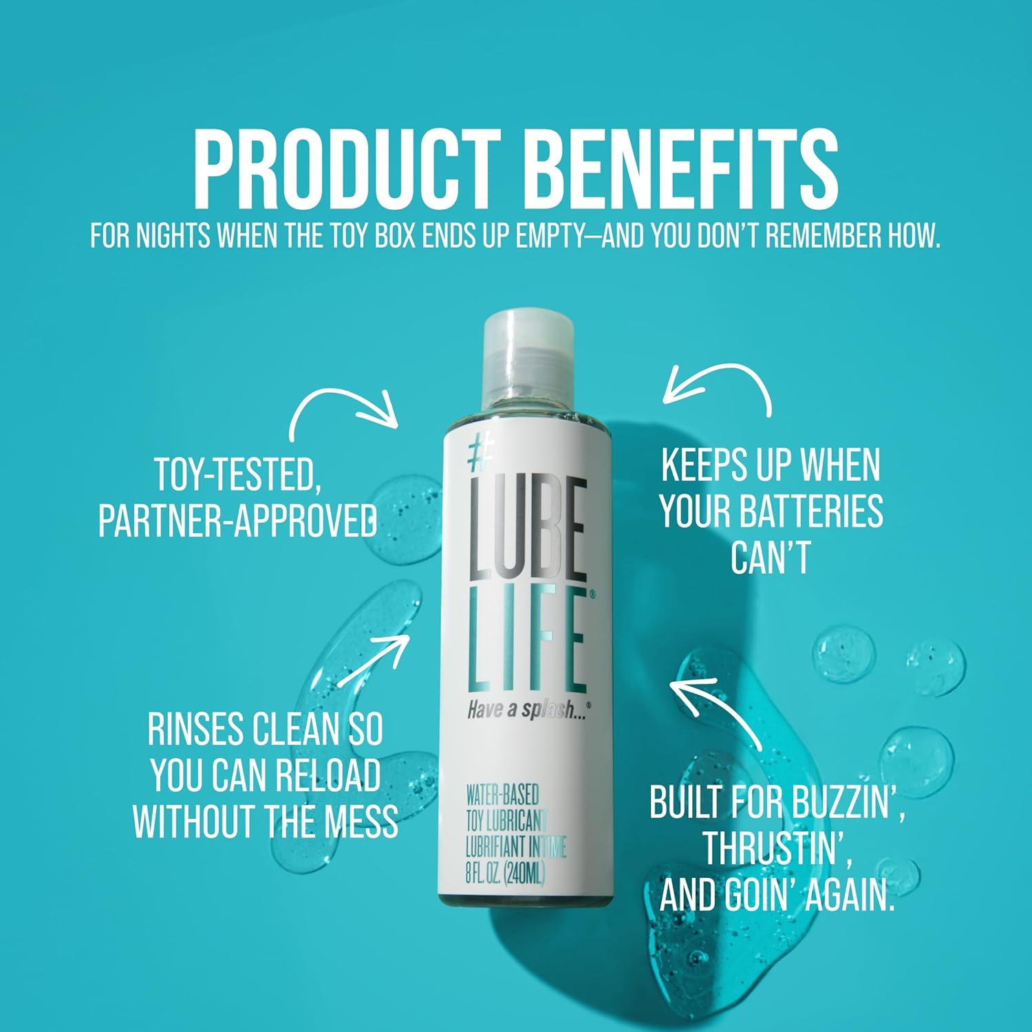 #Lubelife Water Based Toy Lubricant, Natural Hypoallergenic Toy-Safe Lube, 8 Fl Oz (Non-Staining and Compatible with Most Toy Materials)