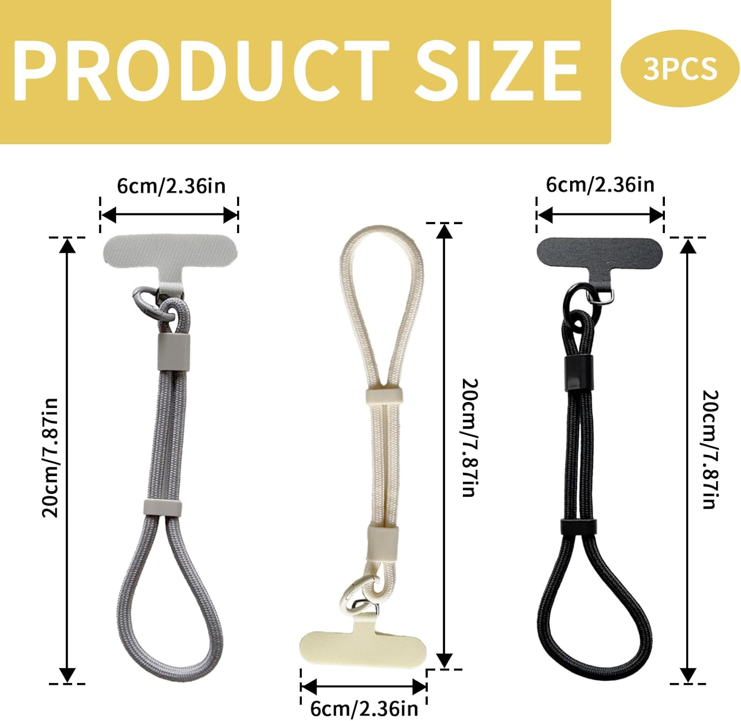 3Pcs Phone Lanyard, Adjustable Self-Locking Phone Wrist Strap Anti-Theft, Phone Strap, Water Cup Keychain Pendant, Short Wrist Rope Phone Chain with Spacer image number 6