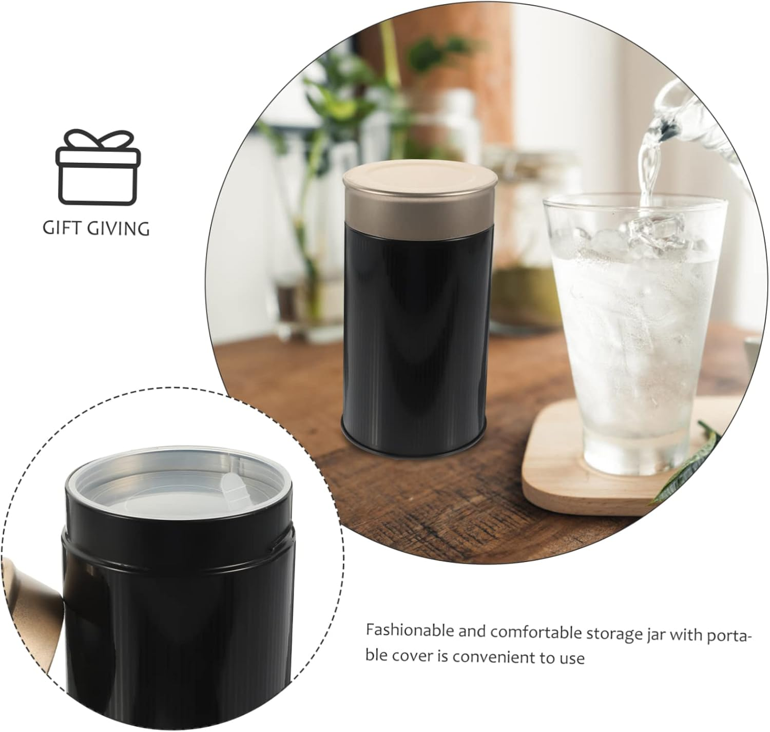 COLLBATH 6Pcs Metal Tea Tins for Loose Tea Storage Bag Organizers Fashionable Jars Portable Cover Rustproof for Home Office image number 4