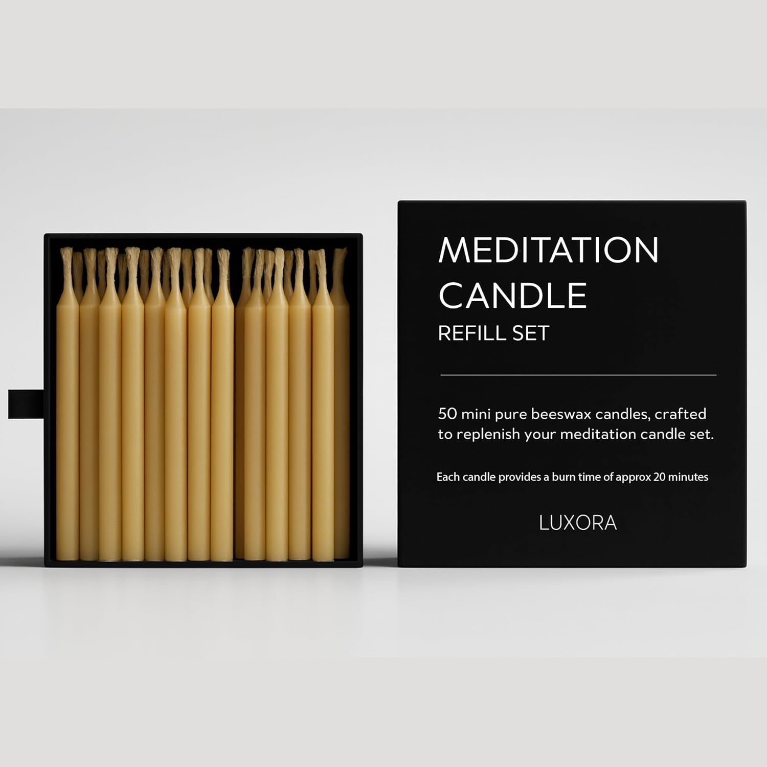 20 Minute Pure Beeswax Candles, Beeswax Meditation Candles, Refill Pack of 50 Mini Candles, Stress Releif Gifts for Women,Non Toxic Candle Made in Australia (Refill Pack 50Pcs)