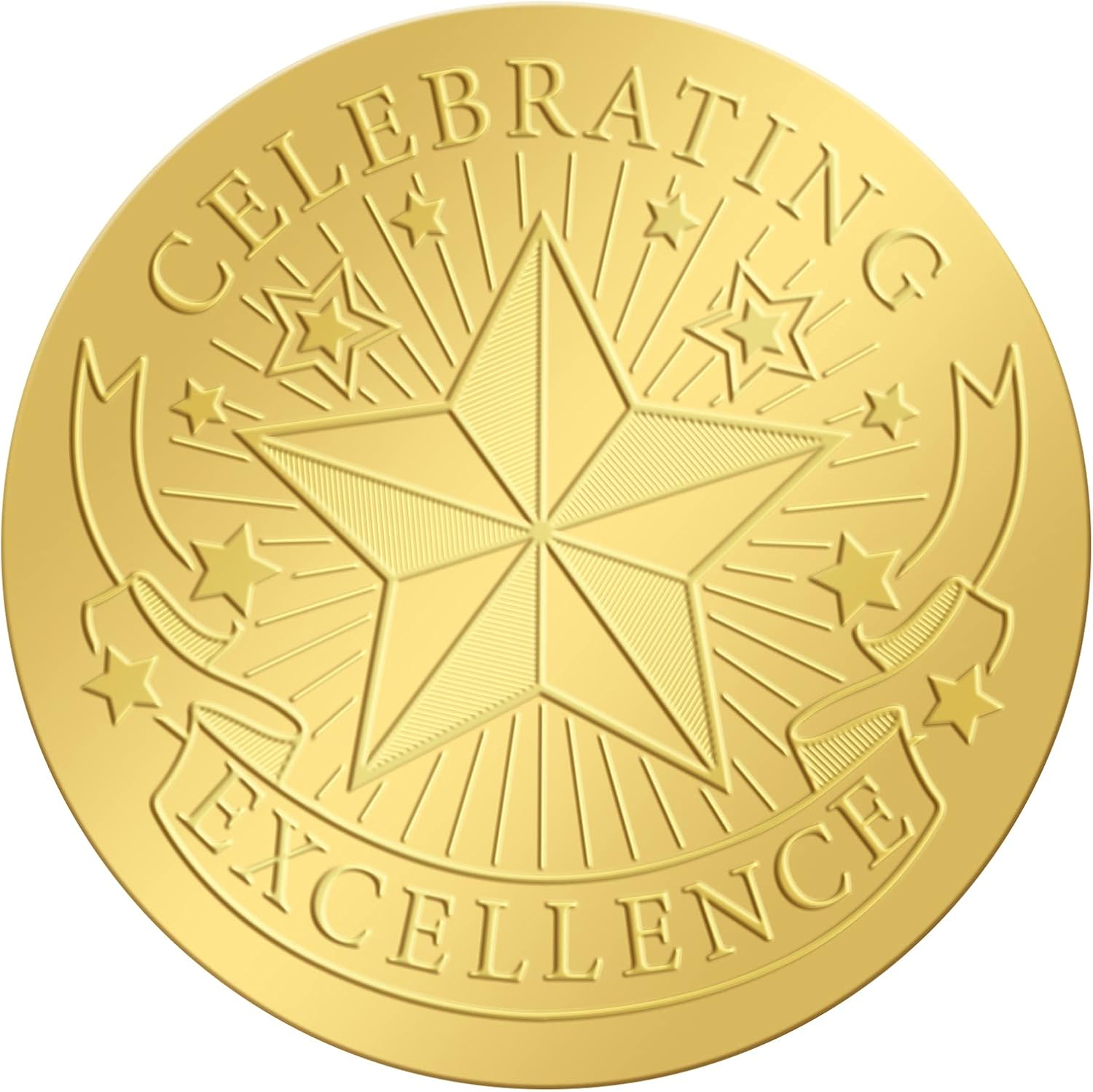 CRASPIRE Gold Foil Certificate Seals Excellence Self Adhesive Embossed Seals Gold Stickers 100Pcs Medal Decoration Labels for Envelopes Diplomas Certificates Awards Graduation