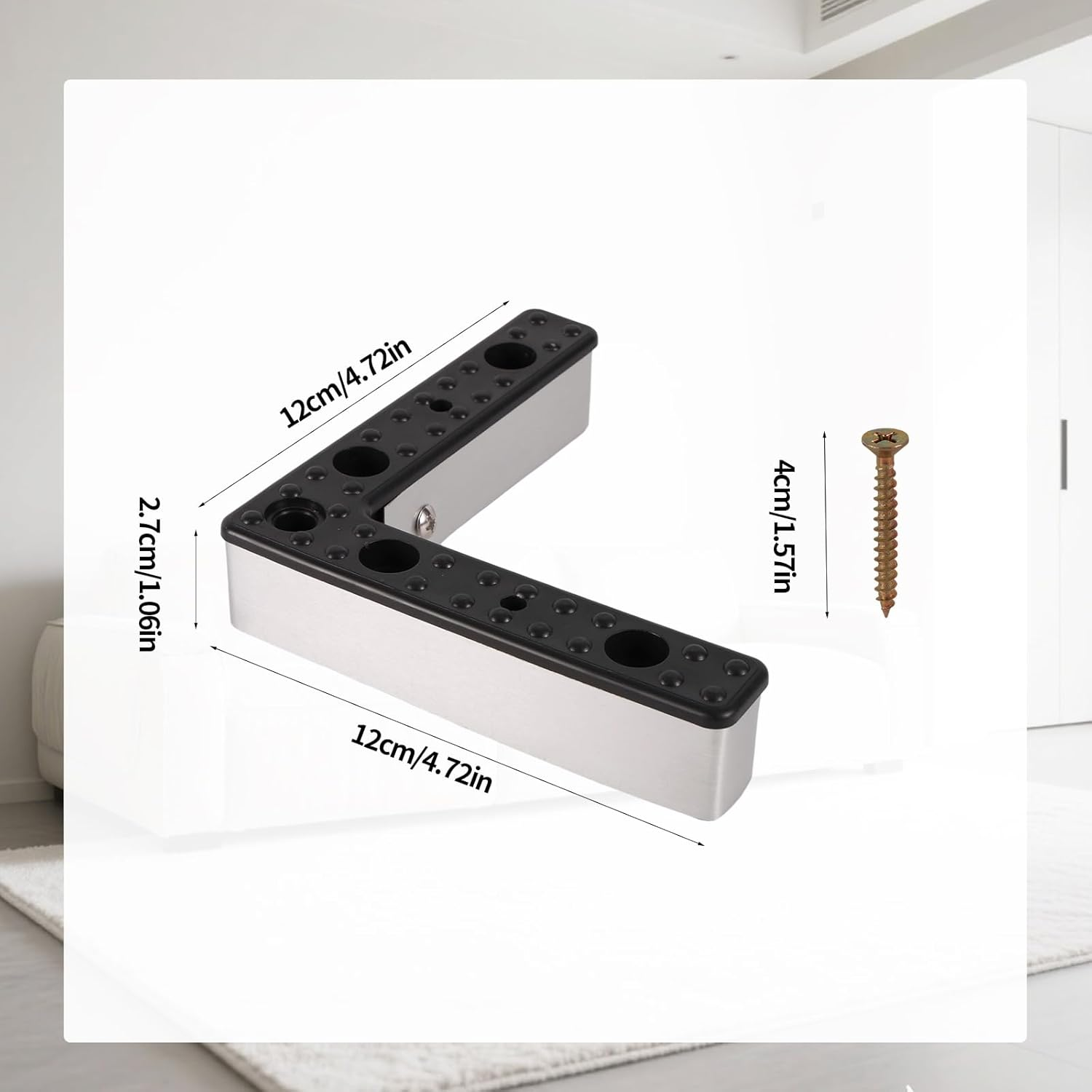 Lasuroa 4Pcs Couch Feet Replacement, 1.06In High L-Shaped Sofa Leg Replacement with Screws Plastic Waterproof Furniture Feet for Outdoor Garden Sofa Table Chair Support image number 3