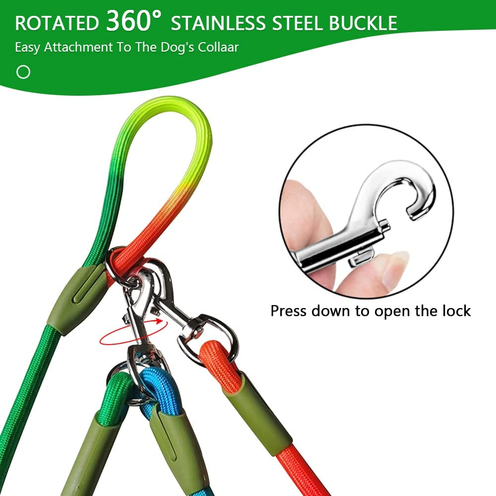 Hands Free Dog Leash Waist & Crossbody Rope with Slip Lead Durable for 2 Dogs Nylon Reflective Heavy Duty Hiking Bungee Leash for Small Large Dogs (Black) image number 5