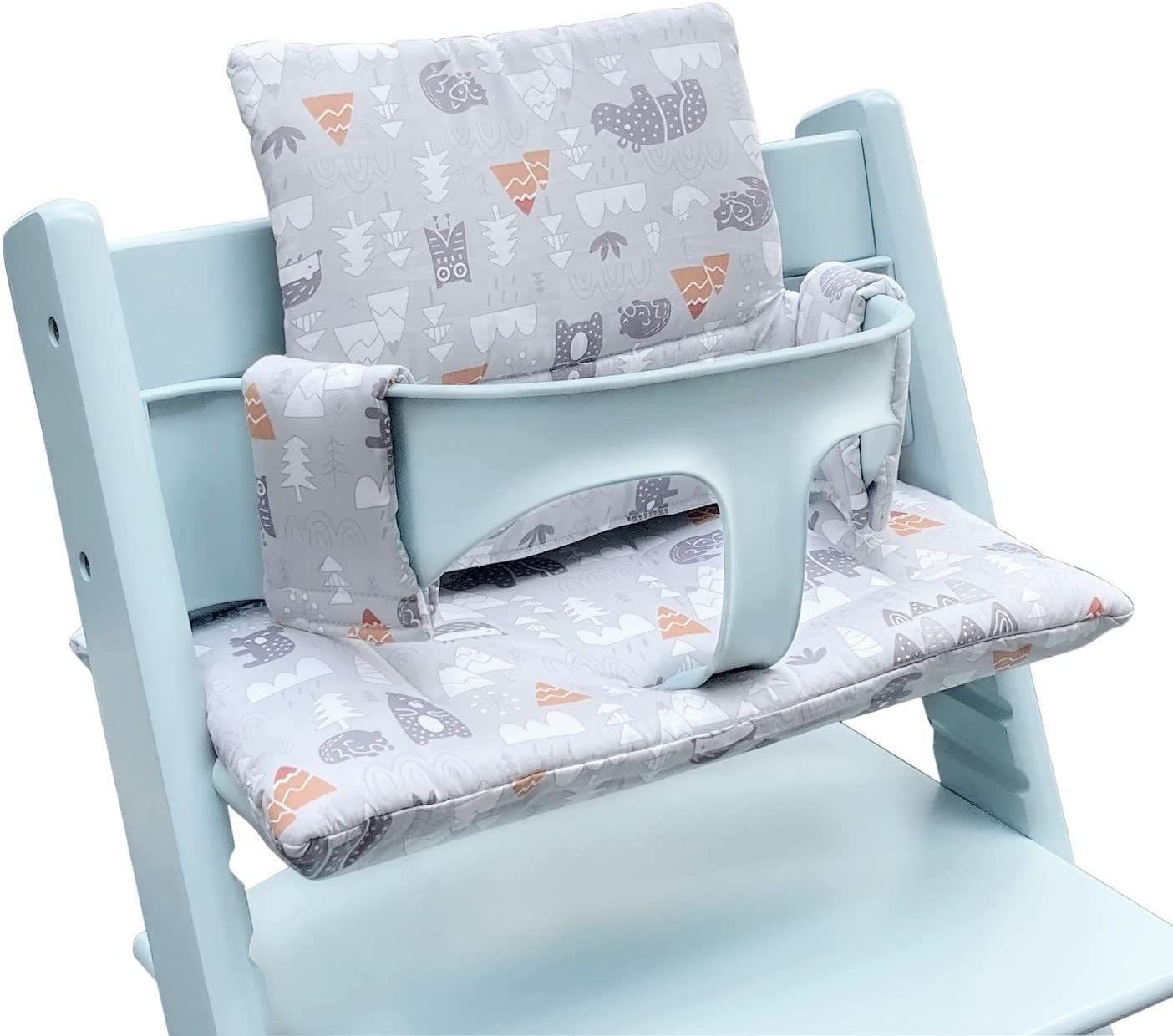 ZARPMA Highchair Cushion Compatible with Tripp Trapp Chiar High Chair Insert Cotton Fabric Cover Filled with Cotton Padding (Grey Forest) (Grey Forest)