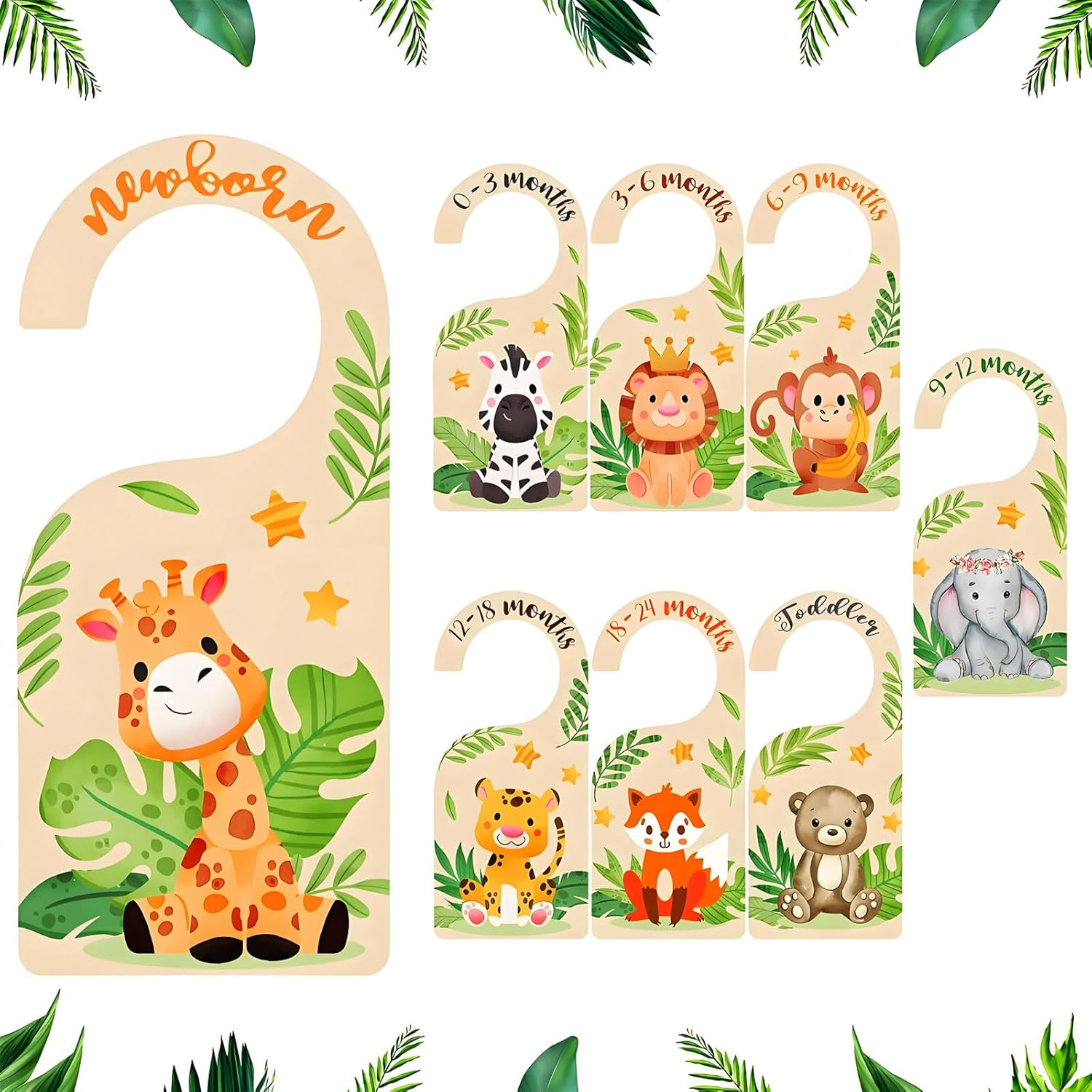 MYTOAU 8Pcs Wooden Baby Closet Dividers,Nursery Hanger Dividers Cute Wooden Closet Dividers with Animal Patterns,Double-Sided Wardrobe Divider for Baby Clothes Sorting & Nursery Decor image number 6
