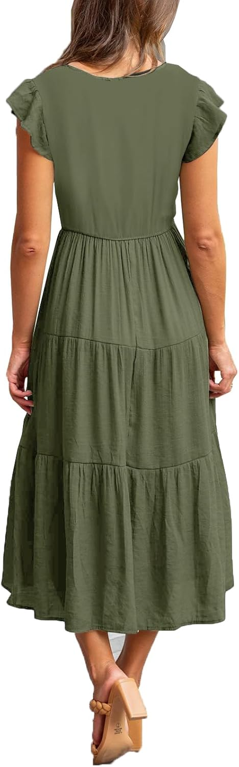 Womens Flutter Short Sleeve Smocked Tiered Nursing Dress for Breastfeeding image number 2