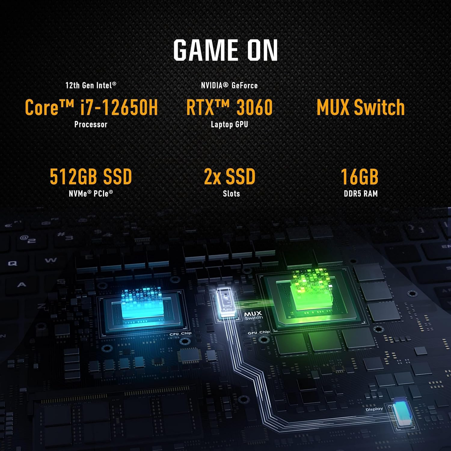 ASUS TUF Dash 15 (2022) FX517ZM Laptop Computer, 15.6&rdquo; 144Hz FHD Display, Intel Core I7-12650H Processor, Nvidia Geforce RTX 3060 Graphics, 16GB DDR5 RAM, 512GB SSD, Windows 11 Home, off Black image number 4