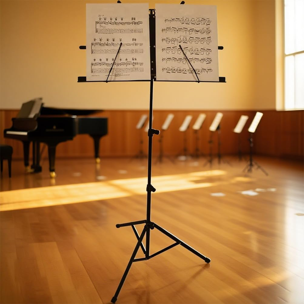 Foldable Music Stand, Portable Lifting and Folding Music Stand with Carrying Bag, Small Music Stand, Folding Sheet Music Stand and Desktop Book Stand, Perfect for Musicians, Students, Performers image number 2