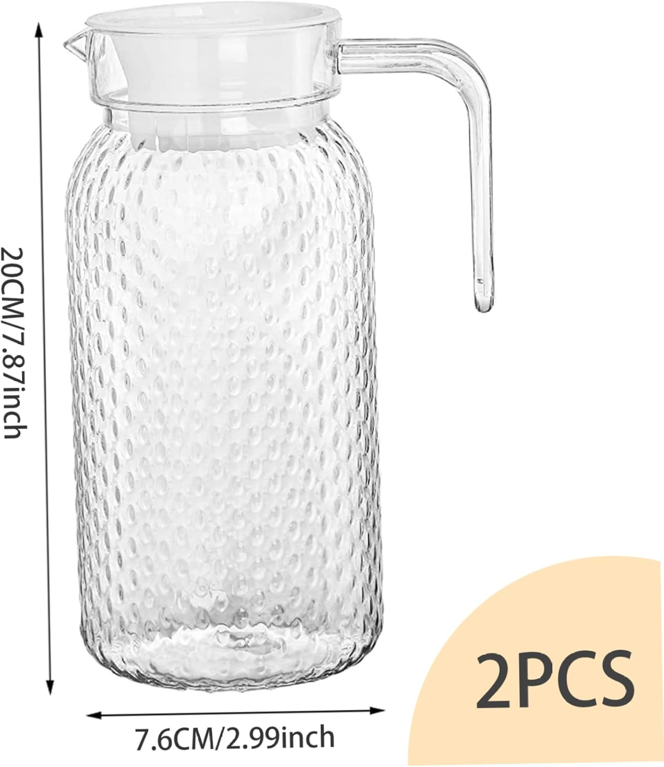 Fridge Jug, Water Jug with Lid 2Pcs Heat Resistant Juice Jugs Unbreakable 1L Pitcher Bpa-Free Clear for Lemonade, Iced Tea, Milk image number 1