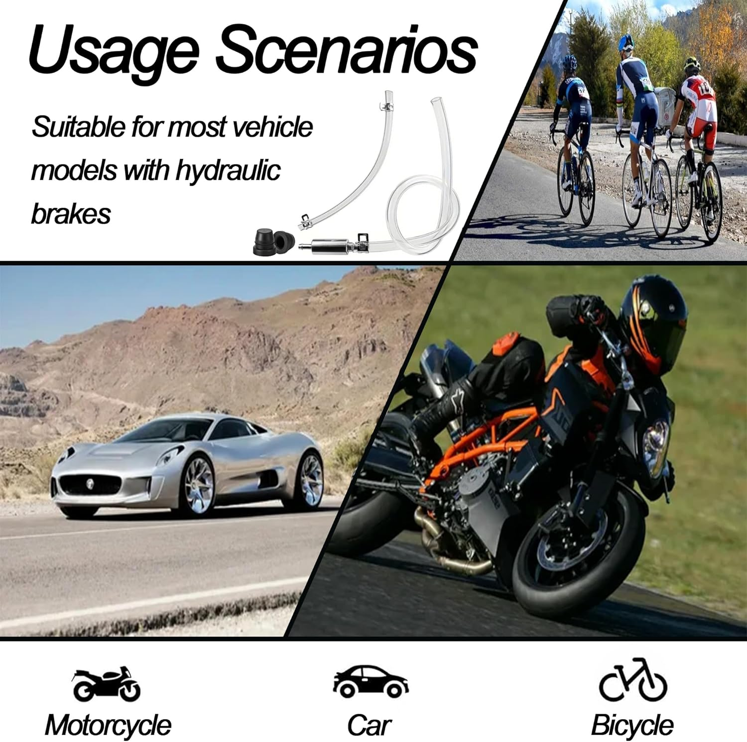 Bestek Brake Bleeding Kit,Motorcycle Brake Bleeder Hose,Aluminum Body One Way Check Valve Tube Bleeding Tool for Car Motorcycle Clutch image number 5