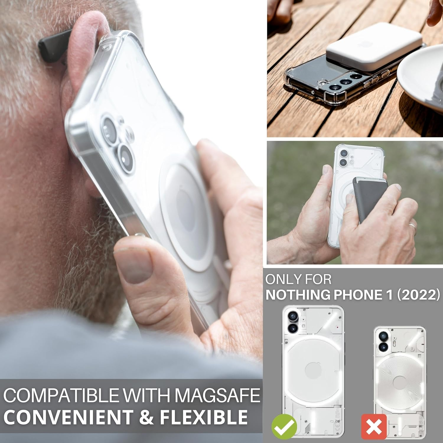 Jprotect Magnetic Phone Case for Nothing Phone 1 - Magsafe Compatible, Shockproof, Transparent/Clear Case image number 6