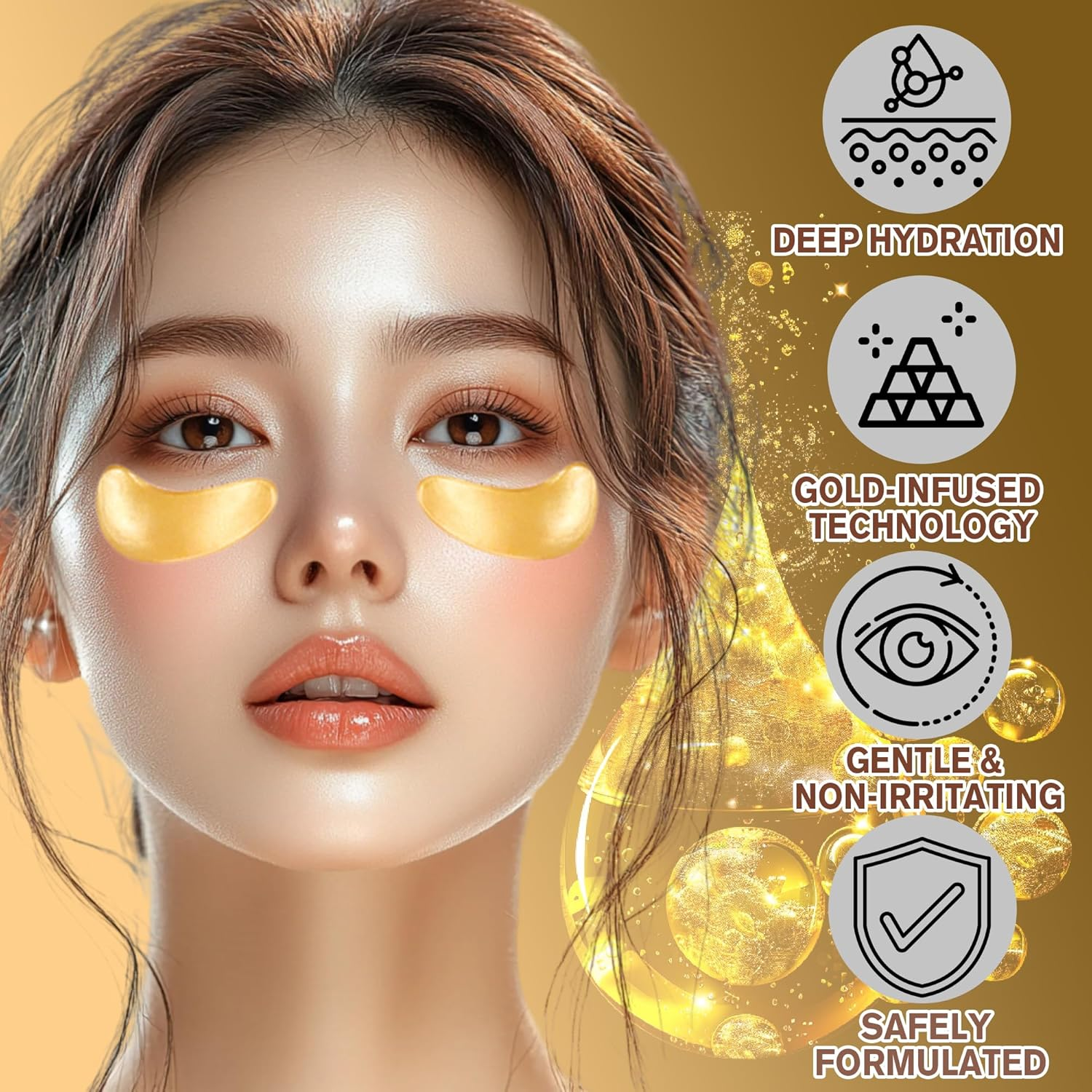 Lktvys Gold under Eye Patches &ndash; 20 Pairs / 40PCS Eye Gel anti Wrinkles Patches for Dark Circles, Wrinkle & Firming Patches &ndash; Eye Mask Skincare image number 3