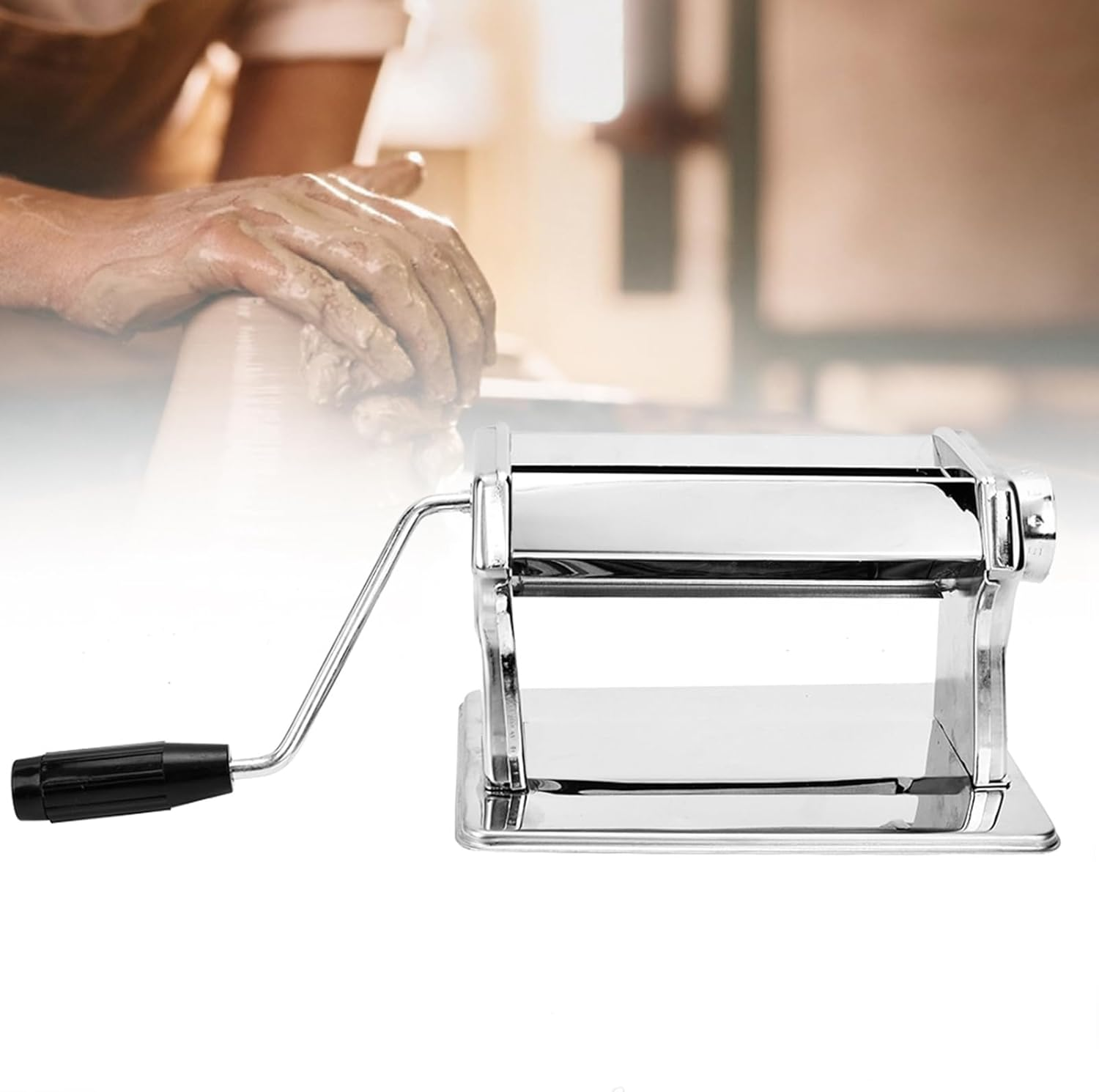 Polymer Clay Roller Machine, Professional Ultimate Clay Presser 15CM Wide Roller Press Tool with Non Slip Pad, Stainless Steel Polymer Clay Tool for Art Craft Modeling Clay Fondant image number 2