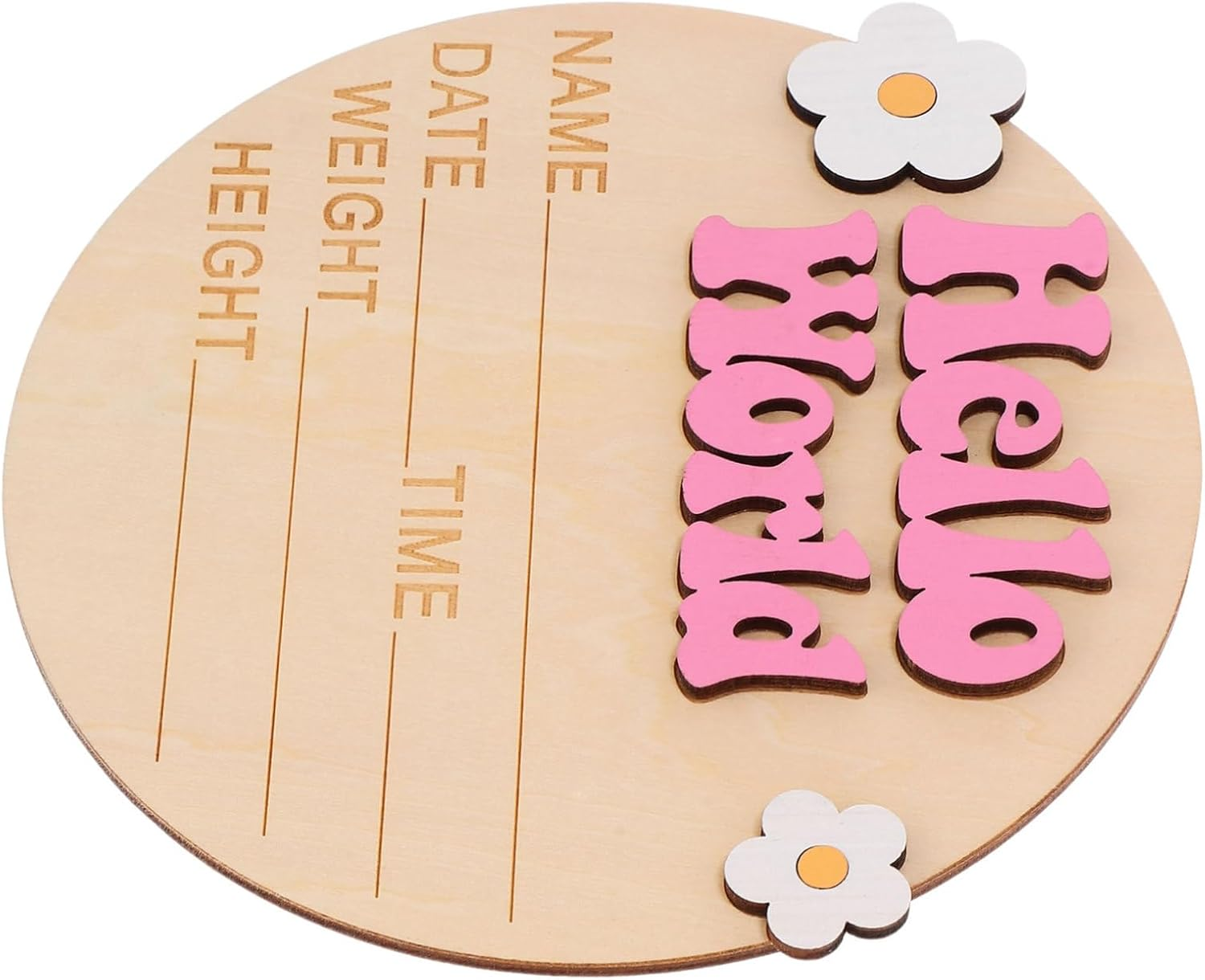 DECHOUS Wood Announcement Sign for Newborn Birth Nursery Plaque with Delicate Printing Versatile Newborn Welcome Photo Prop and Milestone Keepsake image number 1