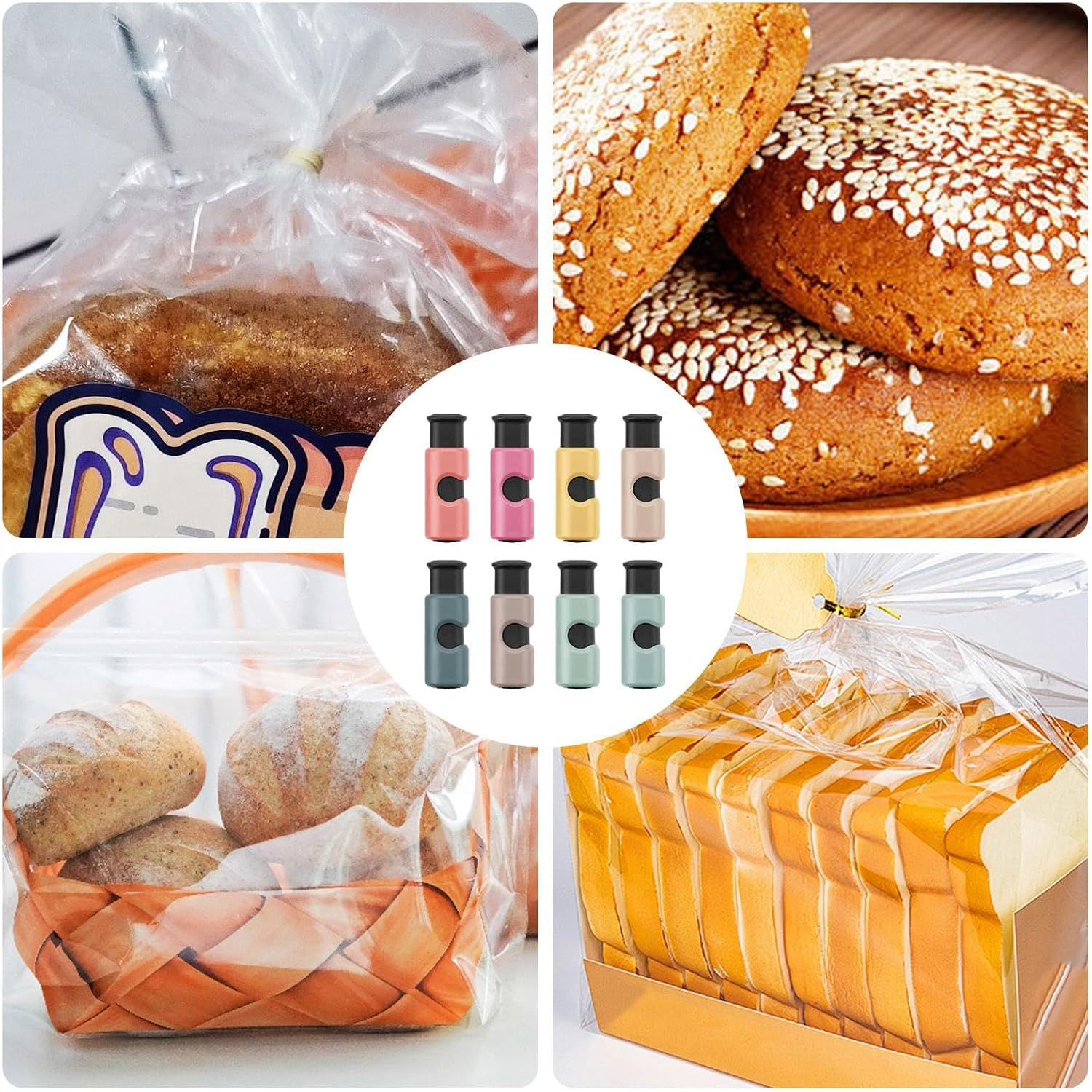 Food Bag Sealer Clips - Bag Sealing Cinch for Kitchen Food Storage,Fruit Bread Bag Cinch, Kitchen Food Storage Bag Clamp, Sturdy & Handy Bag Sealing Cinch for Food Storage, Beans image number 3