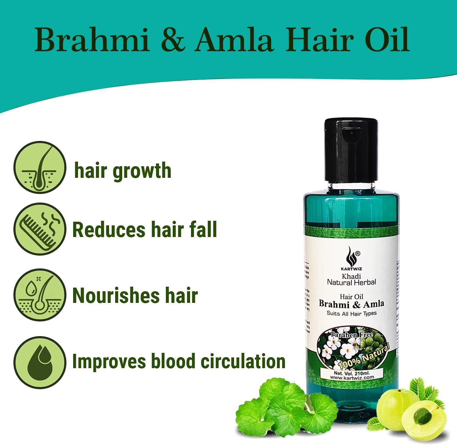 Amla & Brahmi Hair Oil for Growth Pack of 1- (210 Ml)