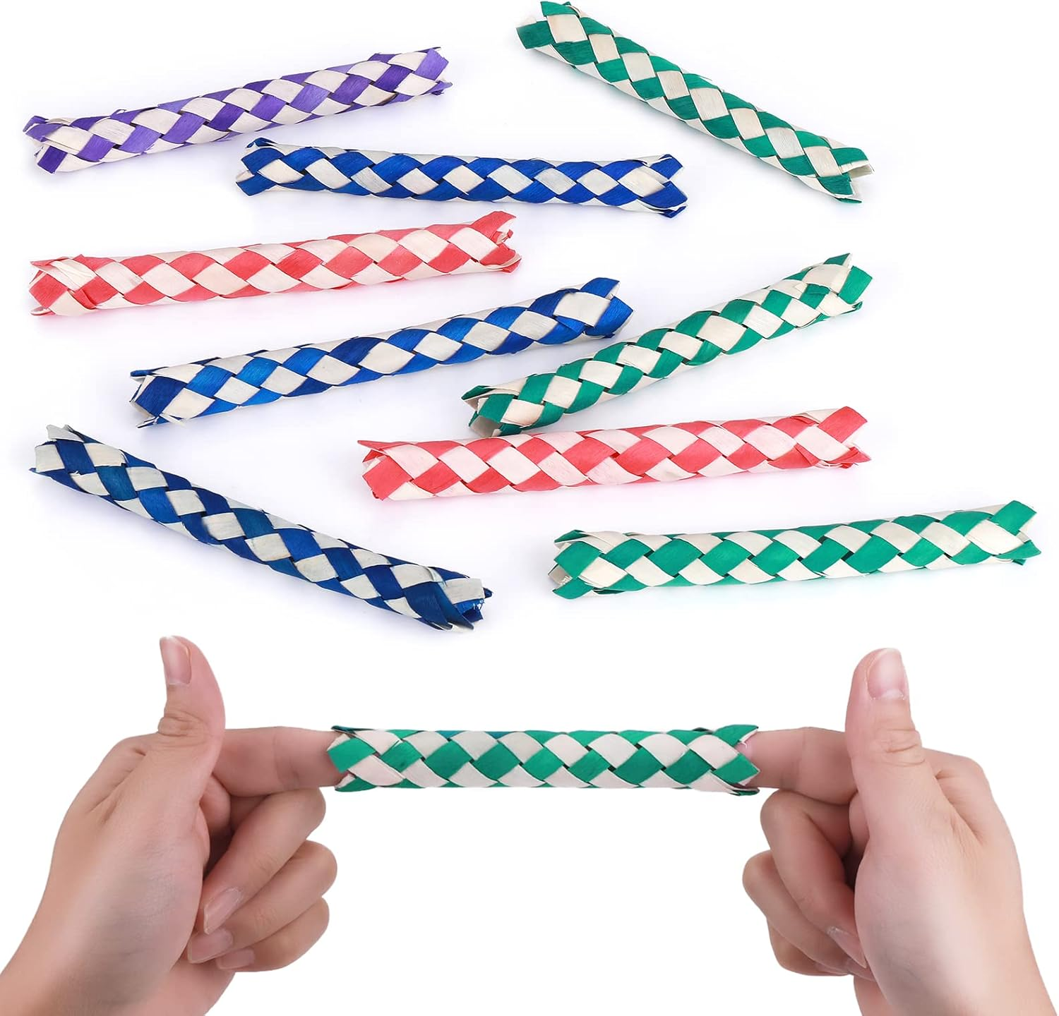 Prasacco 24 Pcs Chinese Finger Traps Classic Bamboo Finger Trap Cool Birthday Party Favors Goodie Bag Stuffers (4 Colors Random) image number 4