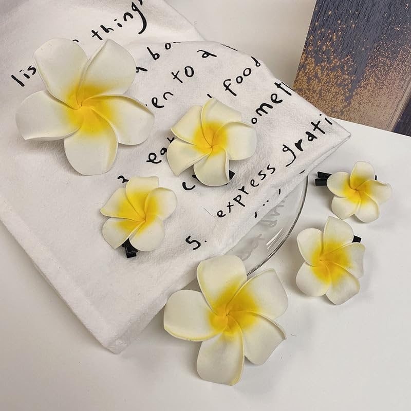 White Hawaiian Flowers Hair Clip Hair Clip Hair Accessories for Party Beach Bridal Hair Styling Accessories Clips image number 6