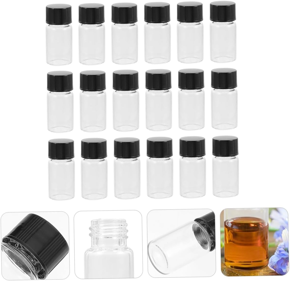 15Ml Glass Sample Bottles with Screw Caps 30Pcs Flat Bottom Vials for Lab Testing and Essential Oil Containers image number 5