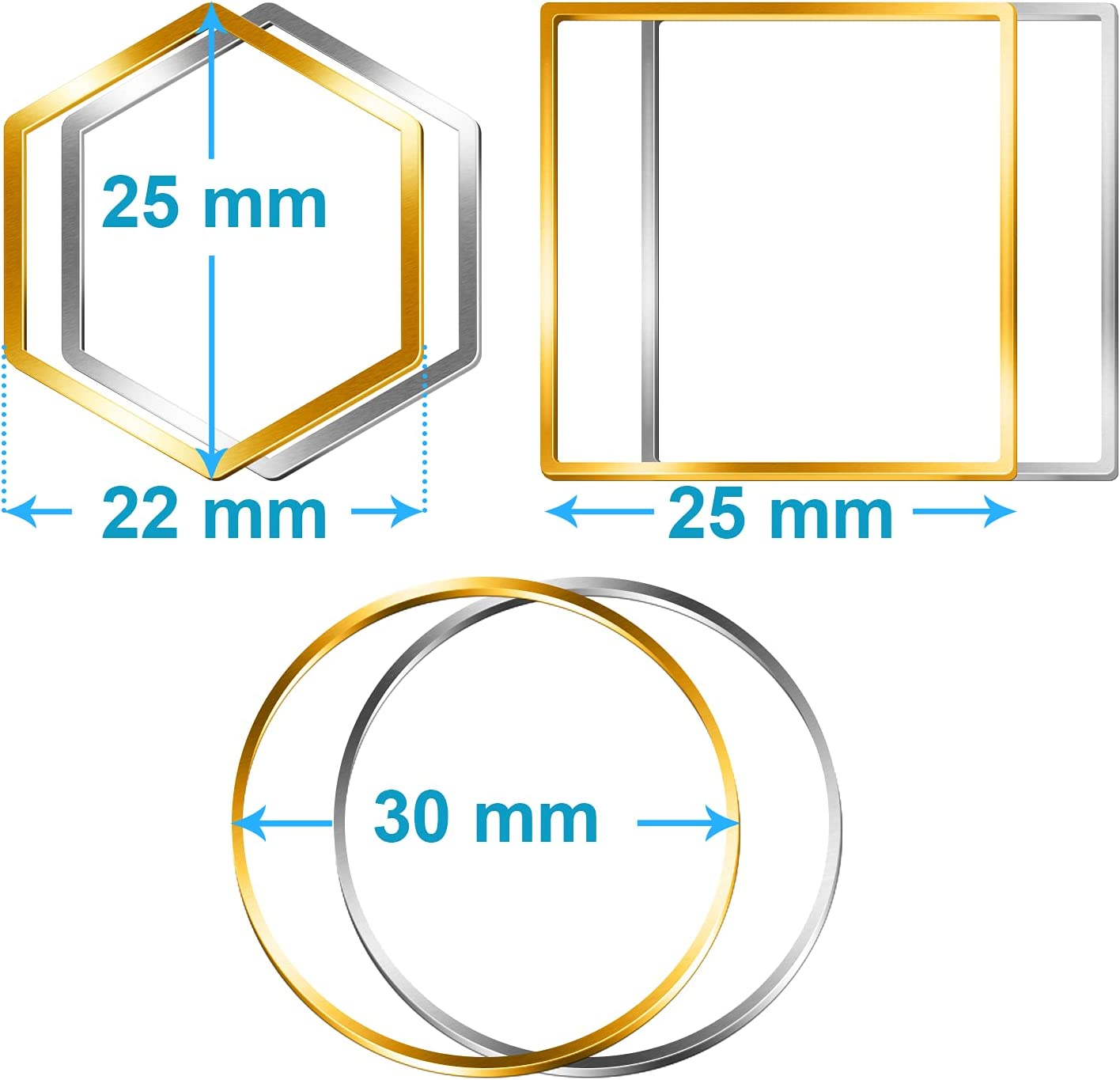 60Pcs Earrings Beading Hoop for Jewelry Making, Funcyboo Earrings Findings Hoops Earring Charms Open Bezel Pendant Frame for DIY Craft,Earring Necklace,Crafts Supplies(3 Styles) image number 4