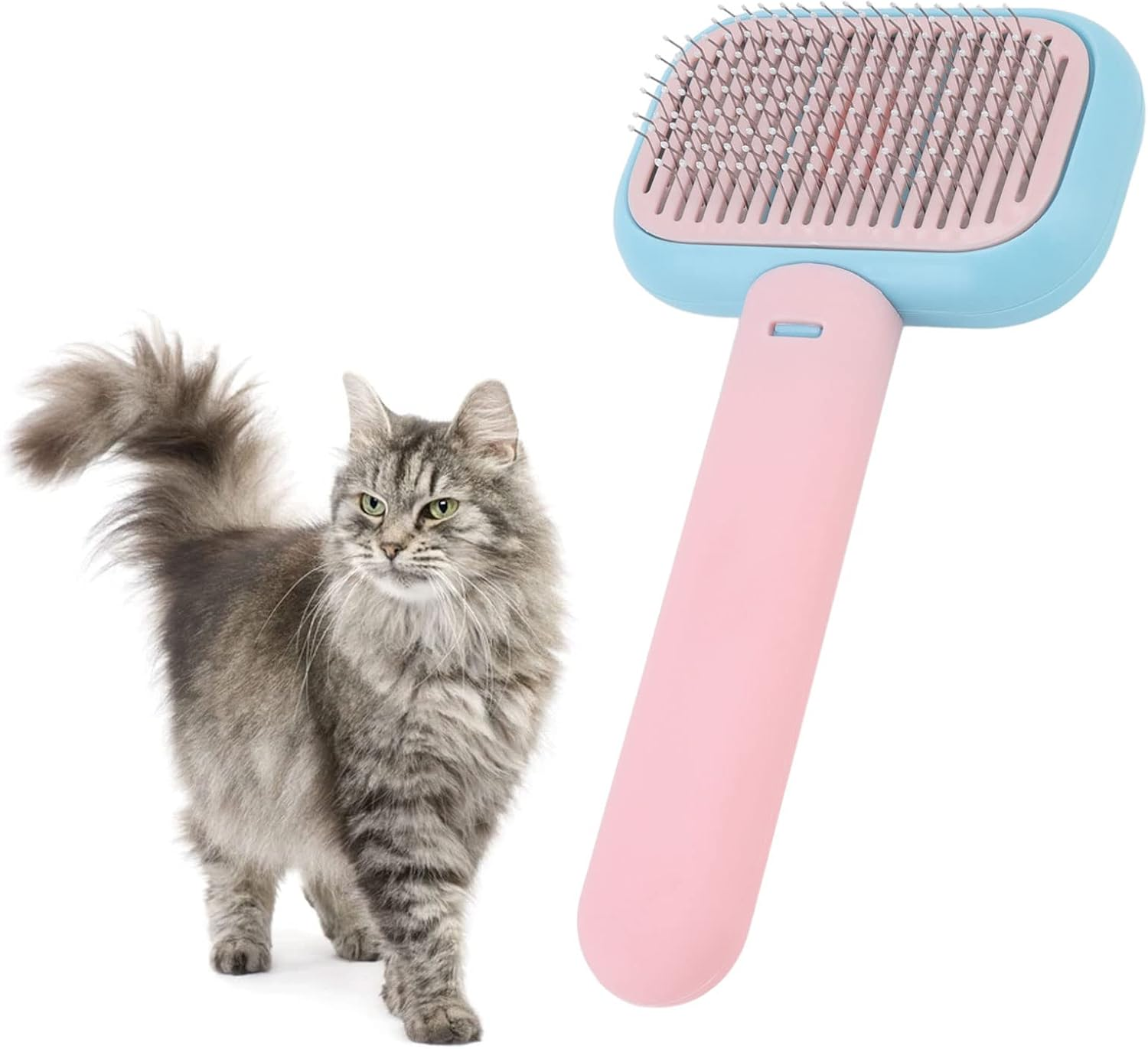 Pet Slicker Brush, Self Cleaning Massage Prevent Slip Dog Cat Grooming Comb, Pet Hair Brush Deshedding Dog Brush Cat Brush for Shedding Hair image number 1
