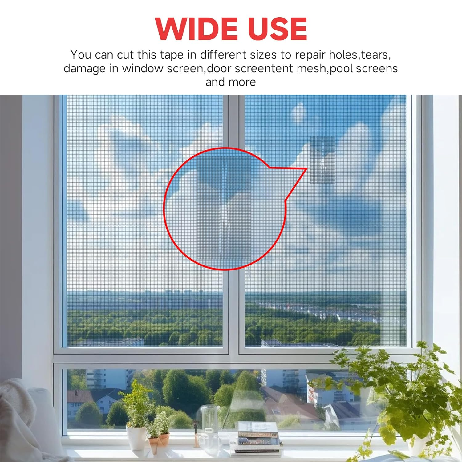 Teskyer Screen Repair Kit, Window and Door Screen Repair Tape,2'' X 9.84FT Strong Adhesive Screen Repair Patch Tape,For Door Window Tears Mesh Holes Fix(Black) image number 5