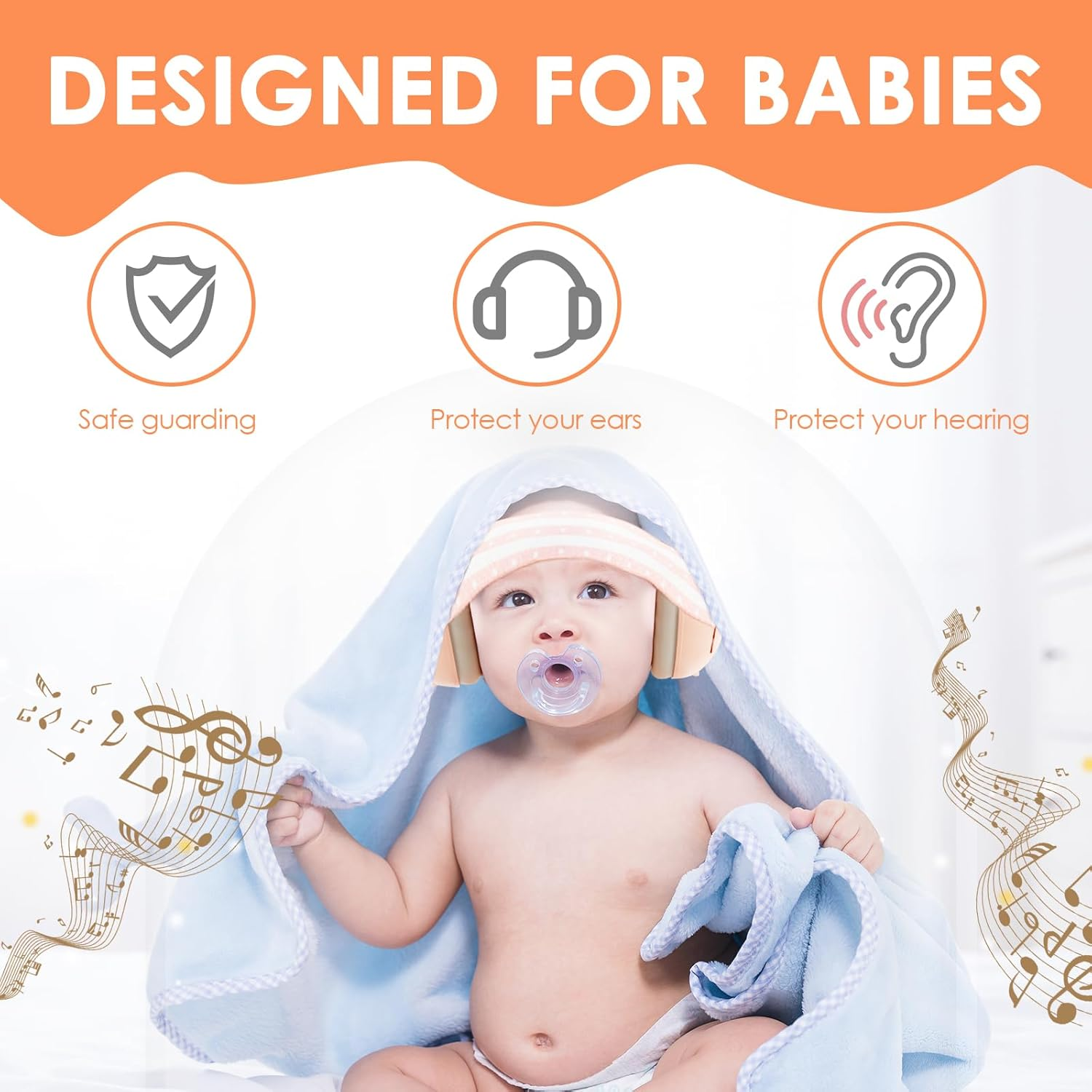 Baby Ear Protection, 2 in 1 Baby Noise Cancelling Ear Muff, Noise Cancelling Headphones Earmuffs, Adjustable Infant Noise Cancelling Hearing Protection, for Outdoor - Pink Shell + Pink Headband image number 3