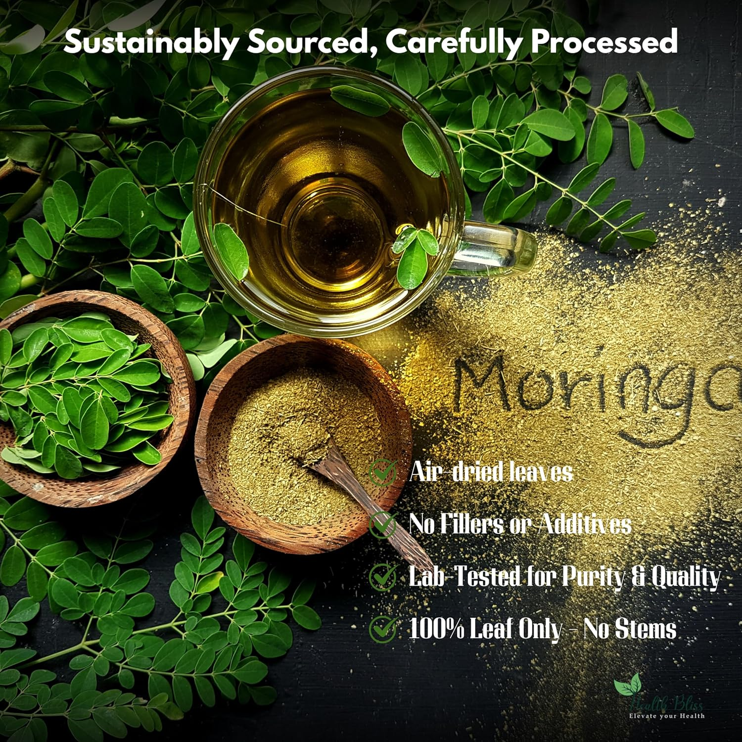 Health Bliss Organic Moringa Powder 200G &ndash; Pure Moringa Leaf Superfood | Natural Energy, Detox & Immune Support | Vegan, Non-Gmo & Nutrient-Rich Green Powder image number 5