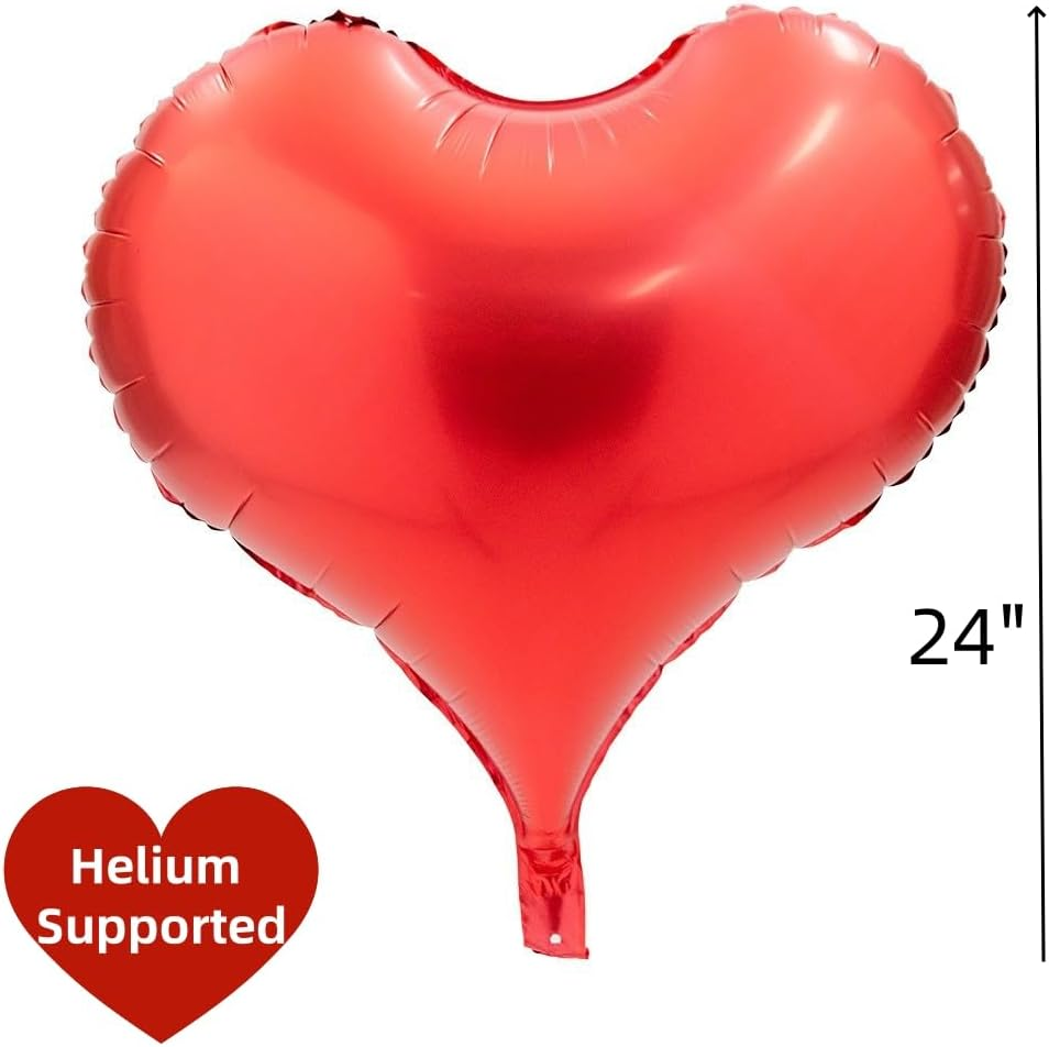 5Pcs 24 Inch Heart Foil Balloon for Valentine'S Day Decoration - Romantic Decor (Red) - Pearl Pink image number 5