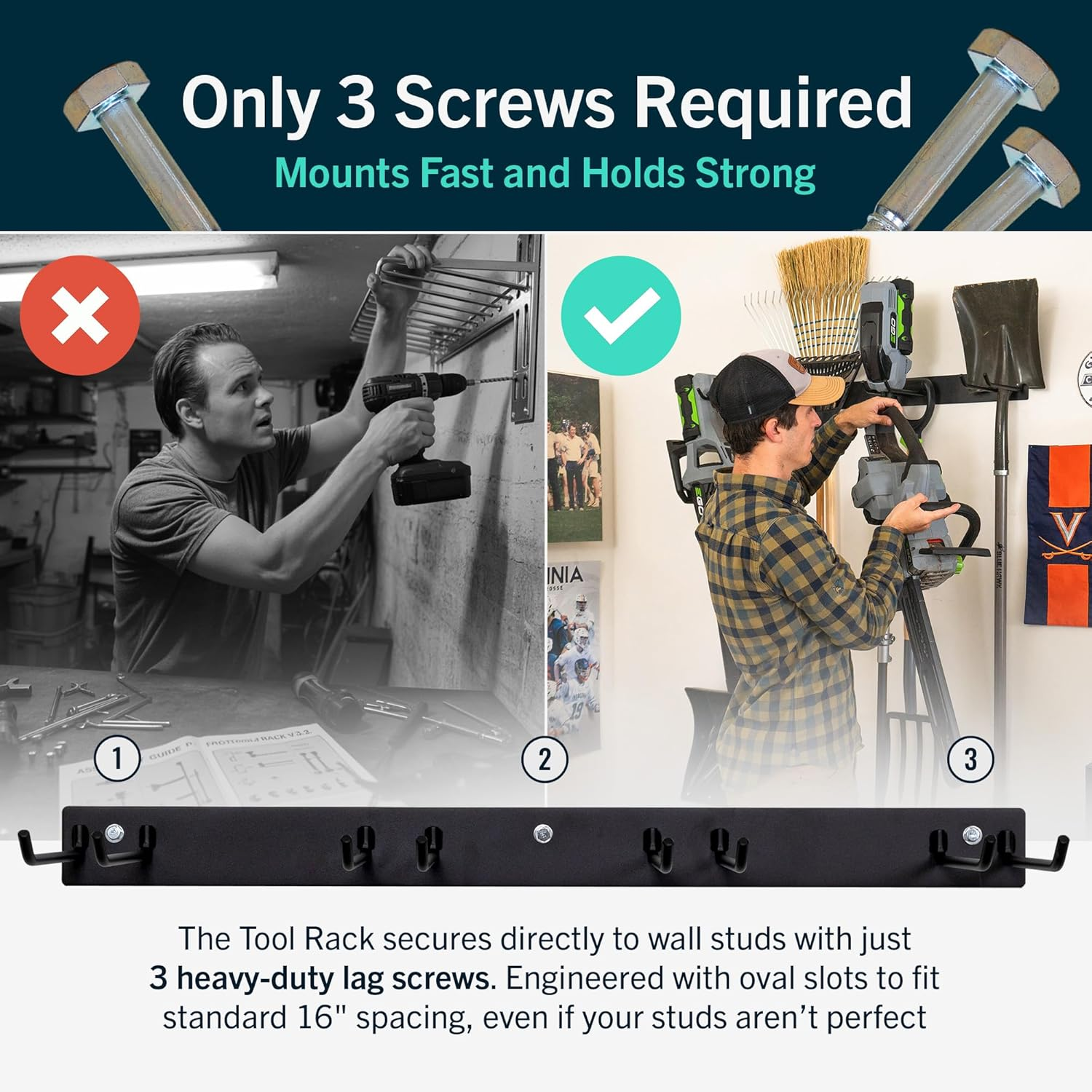 Storeyourboard BLAT Garage Garden Tool Organizer Wall Mount, Garage Organization and Storage, Shovel & Rake Hangers Yard Tool Rack, Industrial Steel Holds 250 Pounds image number 6