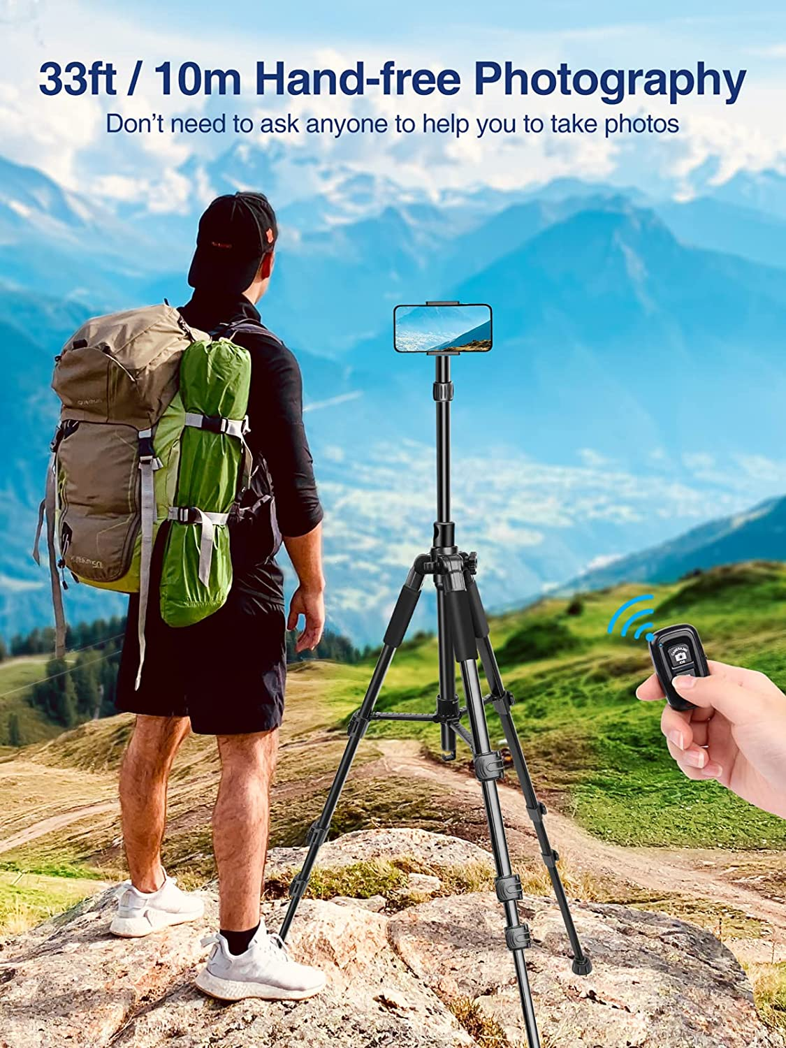 Iphone Tripod for Overhead Video Recording [Heavy Duty & Ultra-Stable], 25In Horizontal Long Extendable Boom, 360&deg; Rotation Iphone Tripod Stand with Remote, Vertical 71" Tall Phone Tripod image number 5