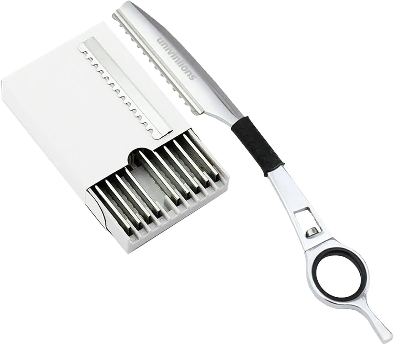 Univinlions 1 Rotating Hair Thinning Razor+10 Blades Japan Barber Shear Razor Hairdressing Haircut Scissor Knife Thinner Razor image number 3