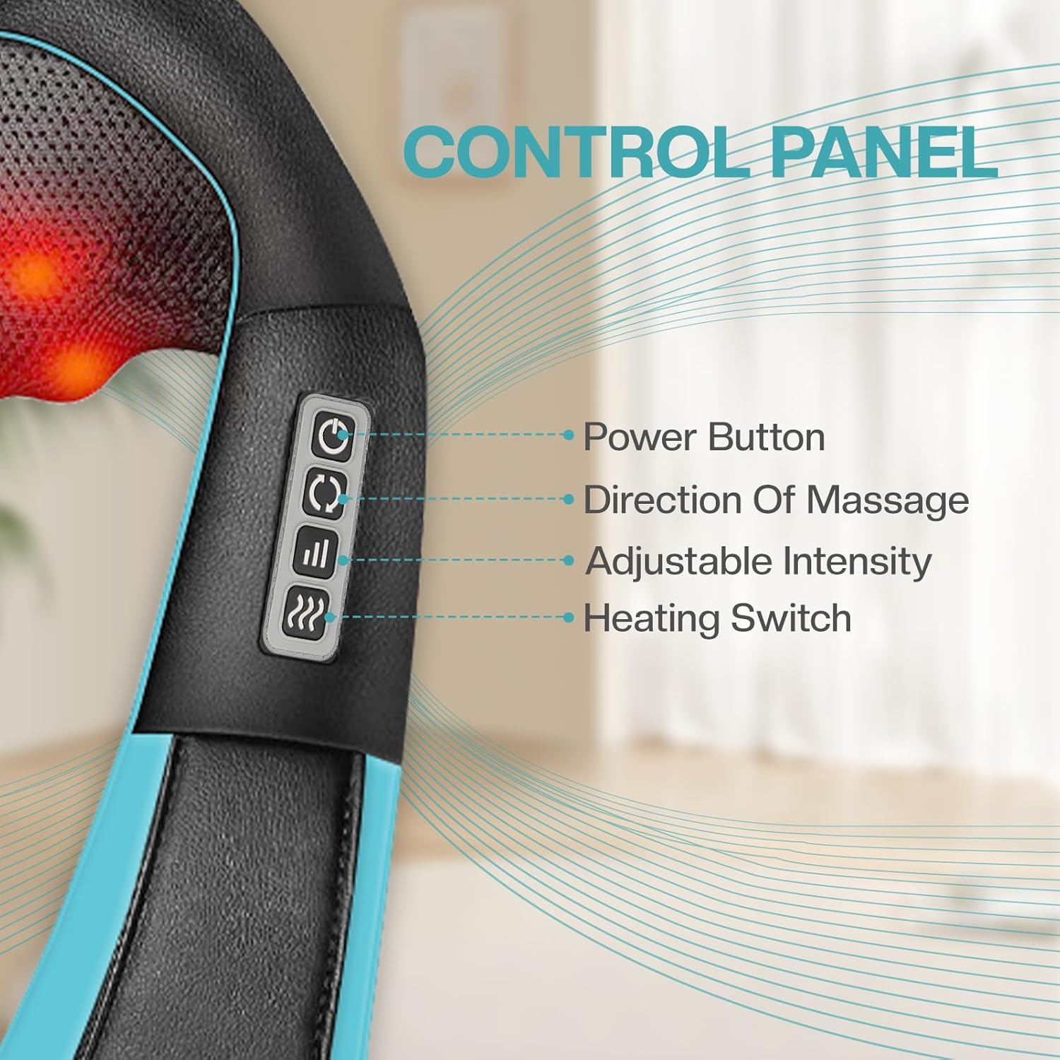 Airelax Shiatsu Neck and Back Massager with Heat - Deep Tissue Shoulder Massager, Electric Kneading Massage Pillow for Neck, Shoulder, Back Pain Relief, Home, Office & Car Use image number 5