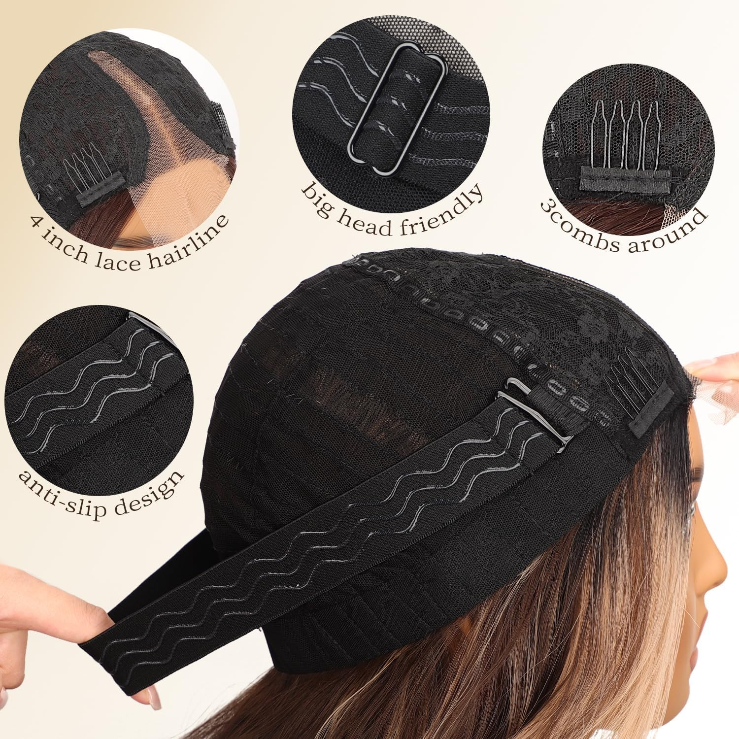 Jnilygo Gray and White Wig for Women, Long Wavy Lace Hairline Middle Part Synthetic Heat Resistant Wig for Daily Party-26 Inch image number 4