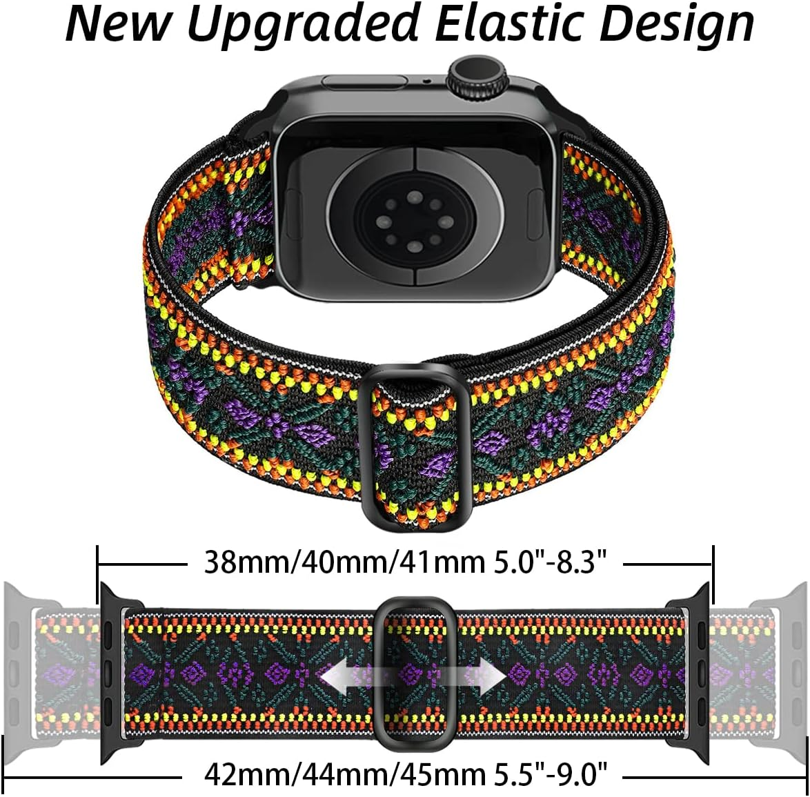 Chinbersky 5 Pack Watch Straps Compatible with Apple Watch Strap 38Mm 40Mm 41Mm 42Mm 44Mm 45Mm, Braided Elastic Stretchy Nylon Sport Solo Loop Band Replacement Straps for Iwatch Series 7/6/5/4/3/2/1 image number 1