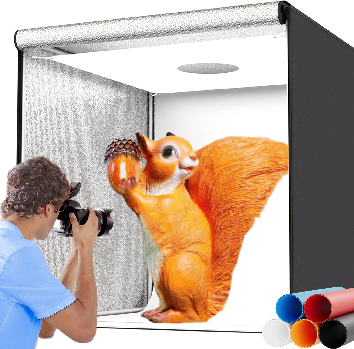 Photo Studio Light Box for Photography: RUIKCA 32"X32"/80X80 Cm Large Lightbox for Product with 3 Stepless Dimming Light Panel 210 LED, Photo Shooting Tent with 5 Color Backdrops image number 6
