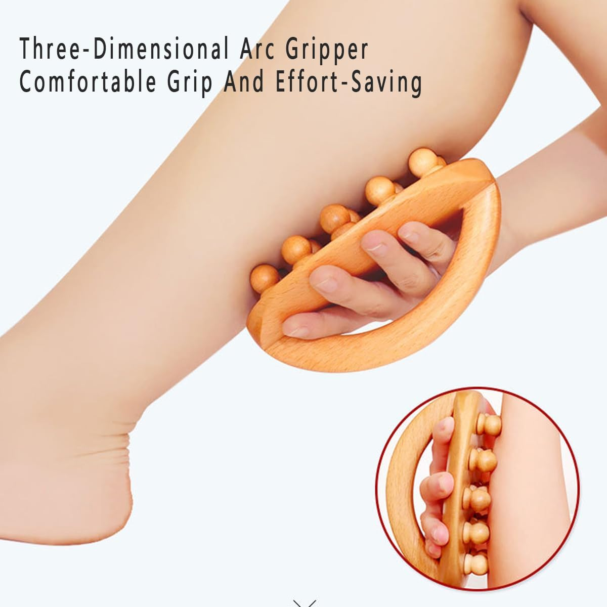 AIMALL Universal Handheld Massage Brush with Large Rounded Handle, Whole Body Meridian Massage Tool, Includes 14 Beads for Leg, Waist, and Hand Massage