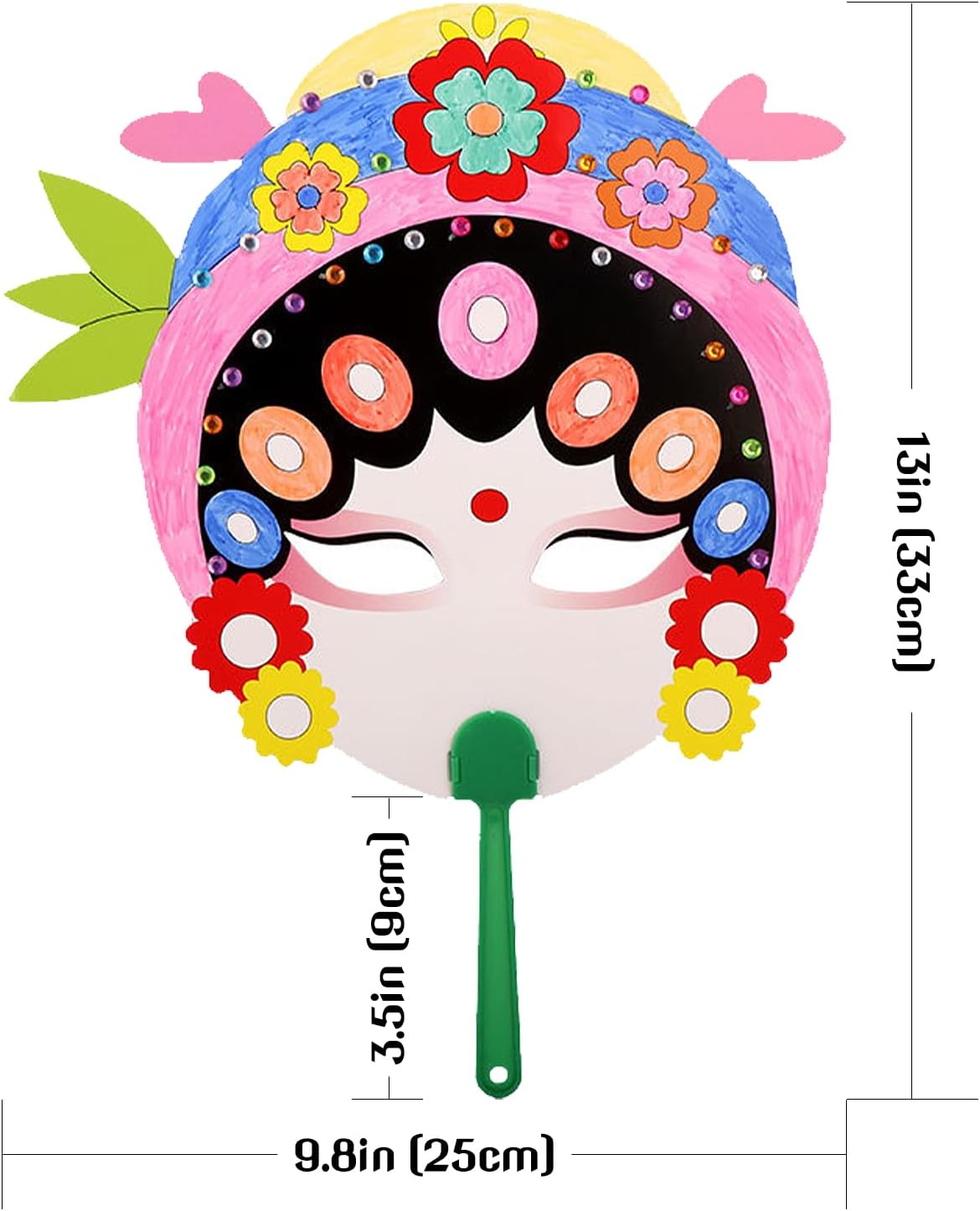 Hannafires 2PCS DIY Colorable Face Mask & Mask Fan - Traditional Chinese Peking Opera Masks, Face-Changing, Creative Painting Craft Kit for Parties, Birthdays & Holidays (Includes DIY Material Pack) image number 1
