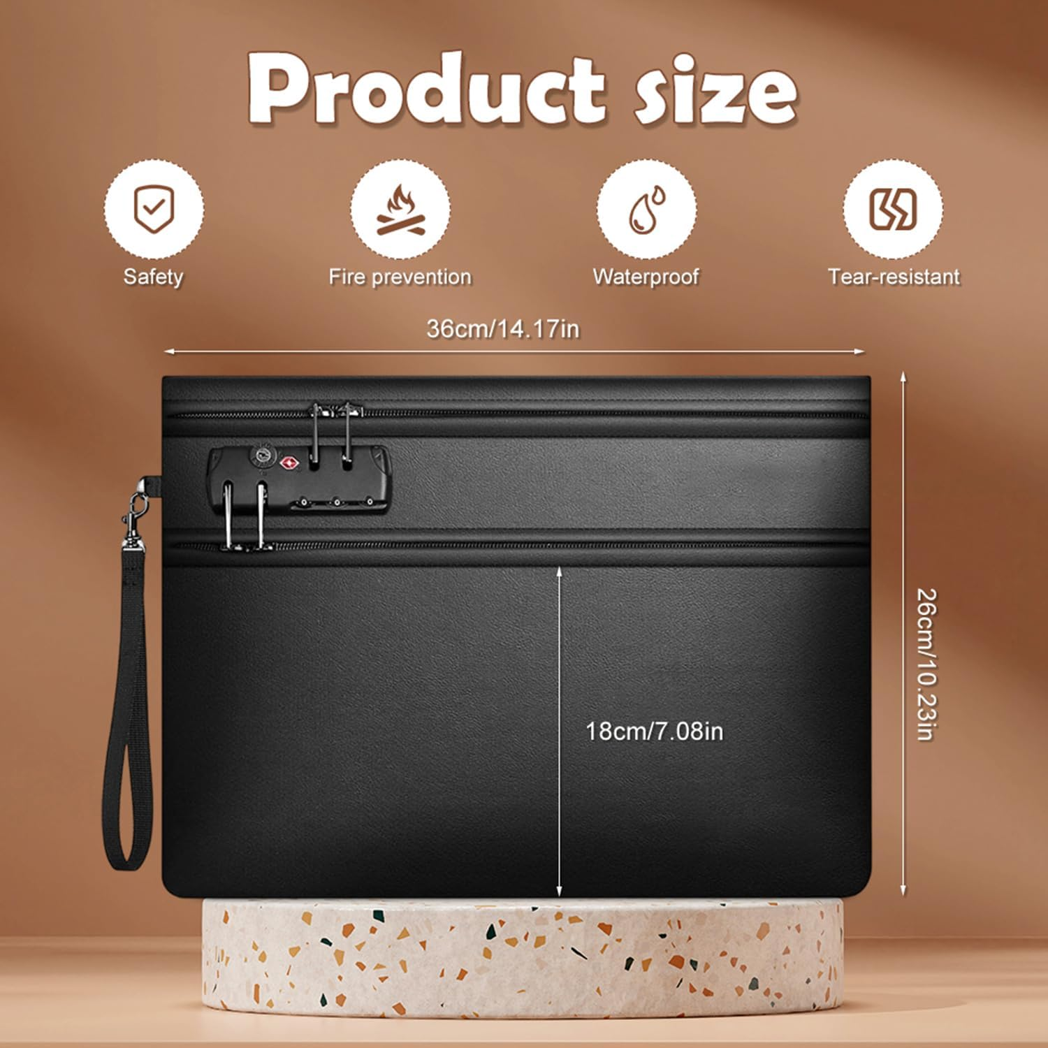 6400&deg;F Fireproof Document Bag with Lock (36 X 26 Cm), 12-Layer Thermal Insulation & Double Zip Compartment, Fireproof Bag & Wallet for Securing Cash, Passport, Jewels & Valuables image number 6