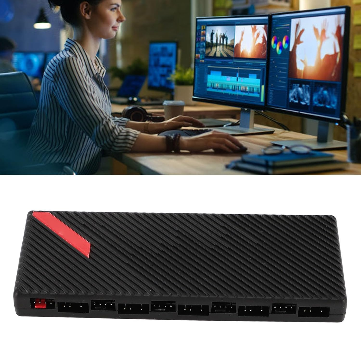 ASHATA 5V 3Pin PWM ARGB Fan Hub with 10 PWM and 10 ARGB Ports, Supports Fans, ARGB Fans, ARGB LED Strips, SATA Power, Magnetic Back Plate Design image number 5