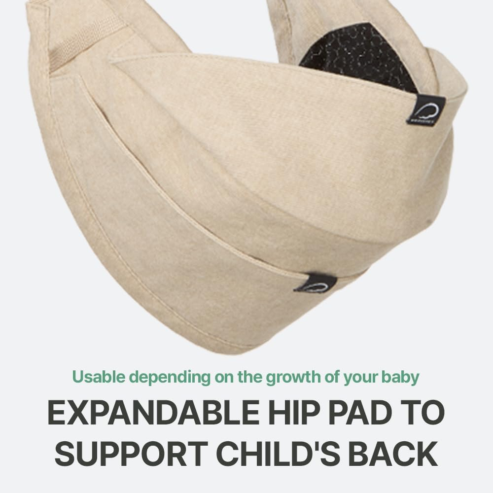 GOOSEKET 365 Toddler Carrier, 100% Cotton, Lightweight, Easy-To-Use, Portable, Suitable from 6-48 Months, Supports up to 44LBS (Khaki)