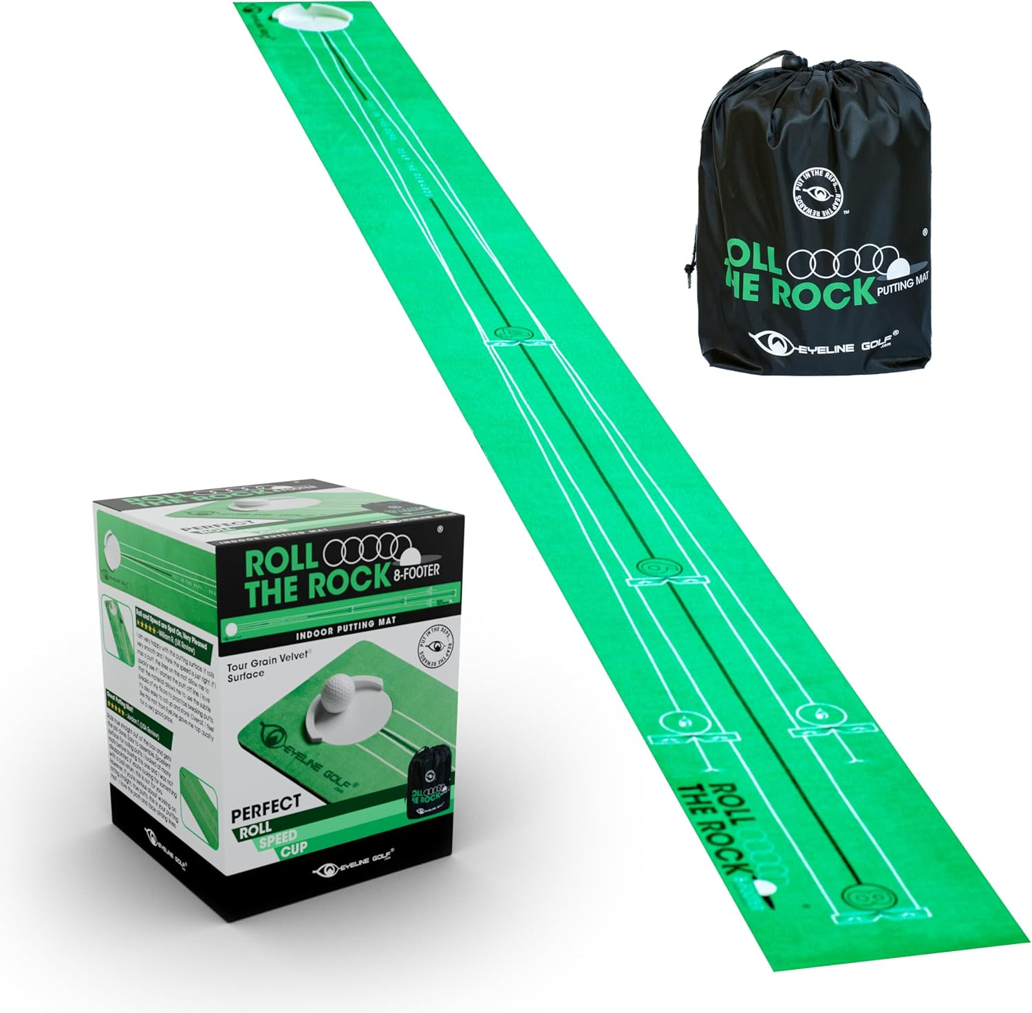 Eyeline Golf Roll the Rock Putting Mat - Have Fun Perfecting Stroke, Alignment, Speed Control, Visualization, Consistency - Indoor - Compact image number 1