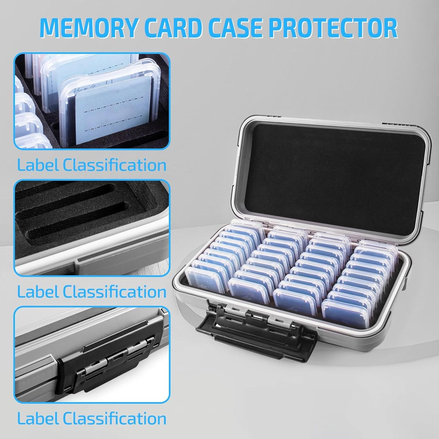 Micscrew 36-Slot SD Card Holder Case | Waterproof Memory Card Organiser with 36 Clear Holders & 40 Labels | Storage Protector for SD/SDHC/SDXC/TF Cards - Black image number 4